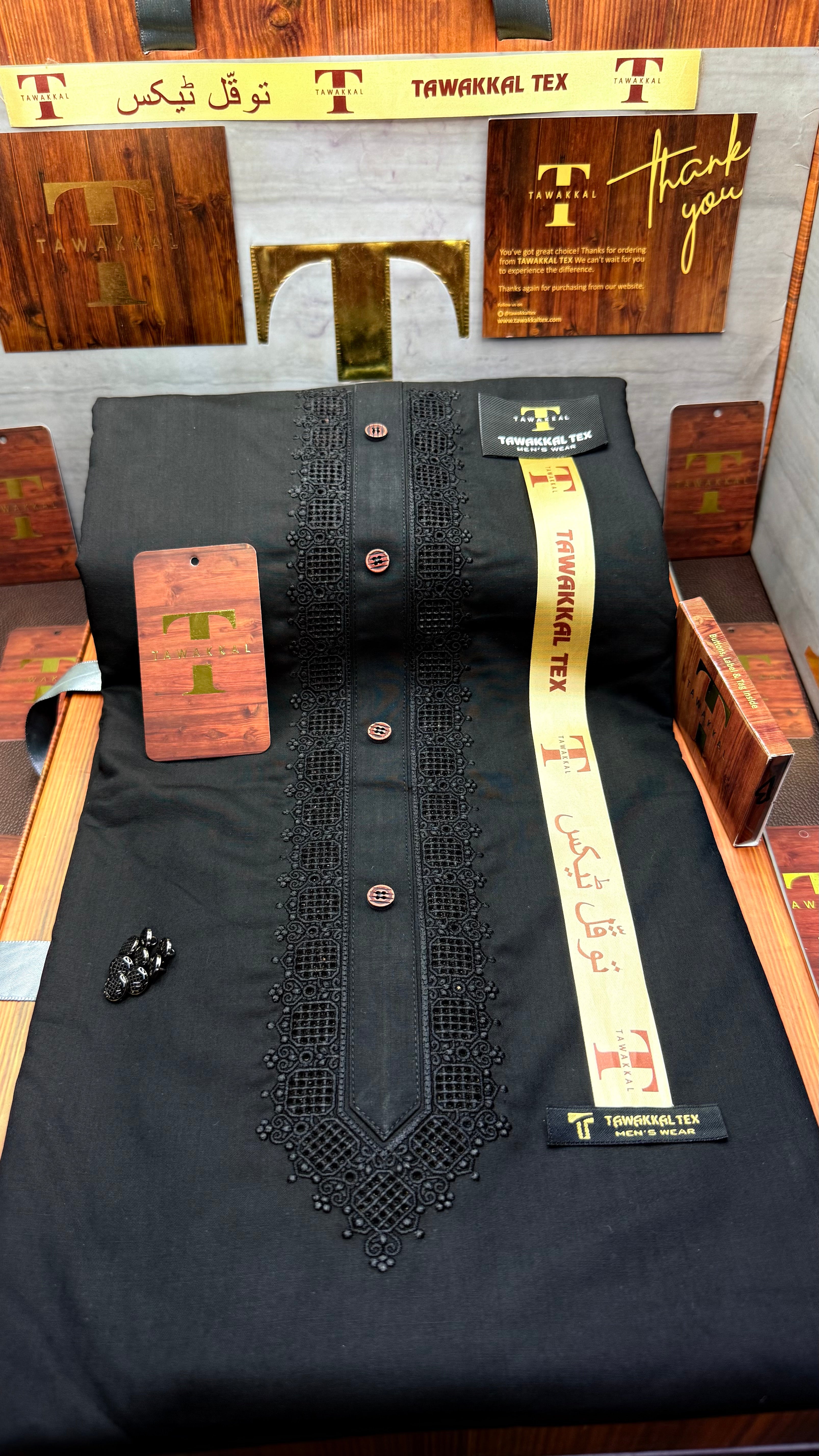 -51 MIDNIGHT BLACK KURTA SALAWAR (PREMIUM SULEMANI EMBROIDERY PATHANI)