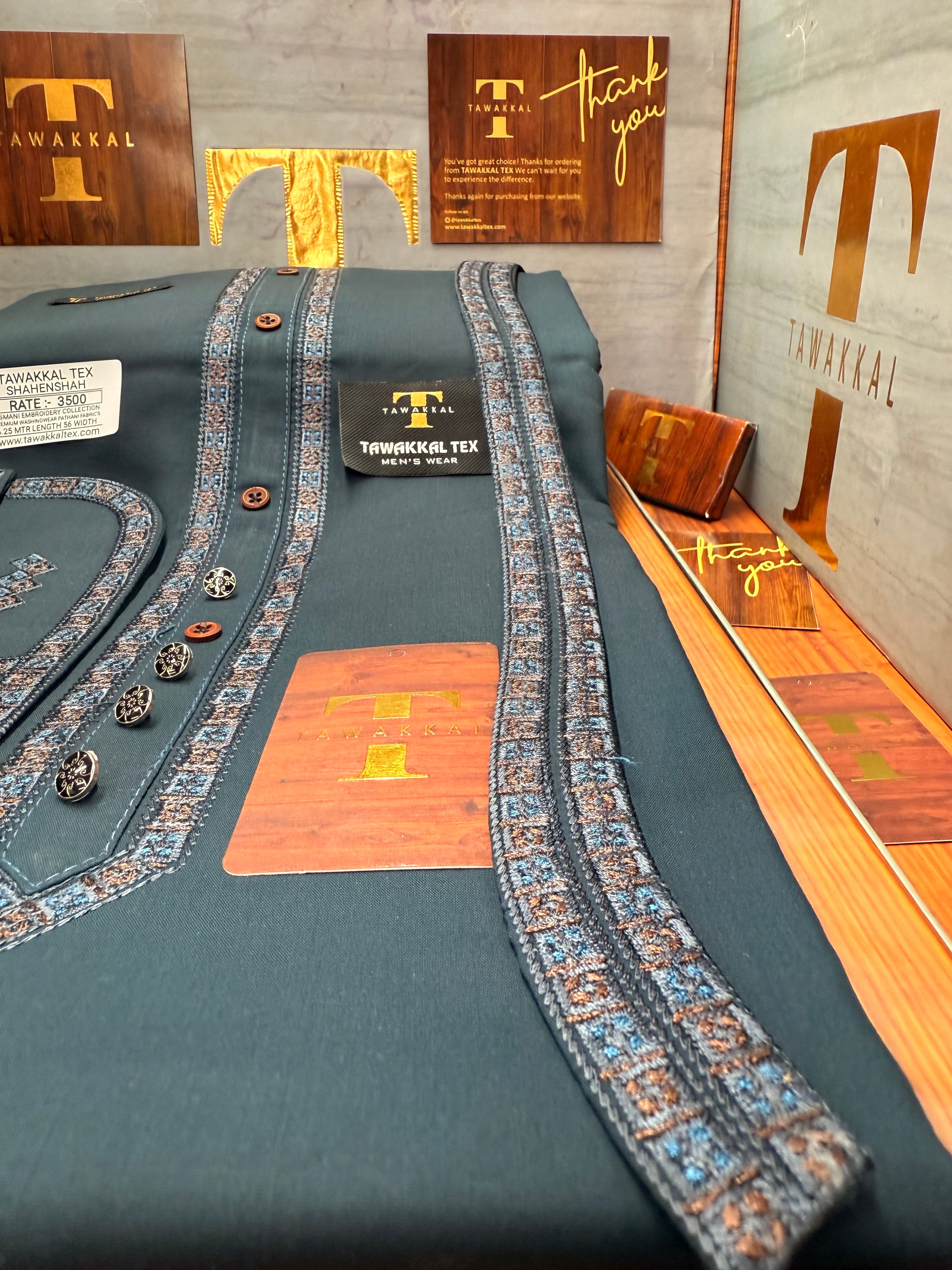 OSM-3224 ANGORI GREEN SHAHENSHAH  KURTA SALAWAR (PREMIUM OSMANI EMBROIDERY PATHANI)