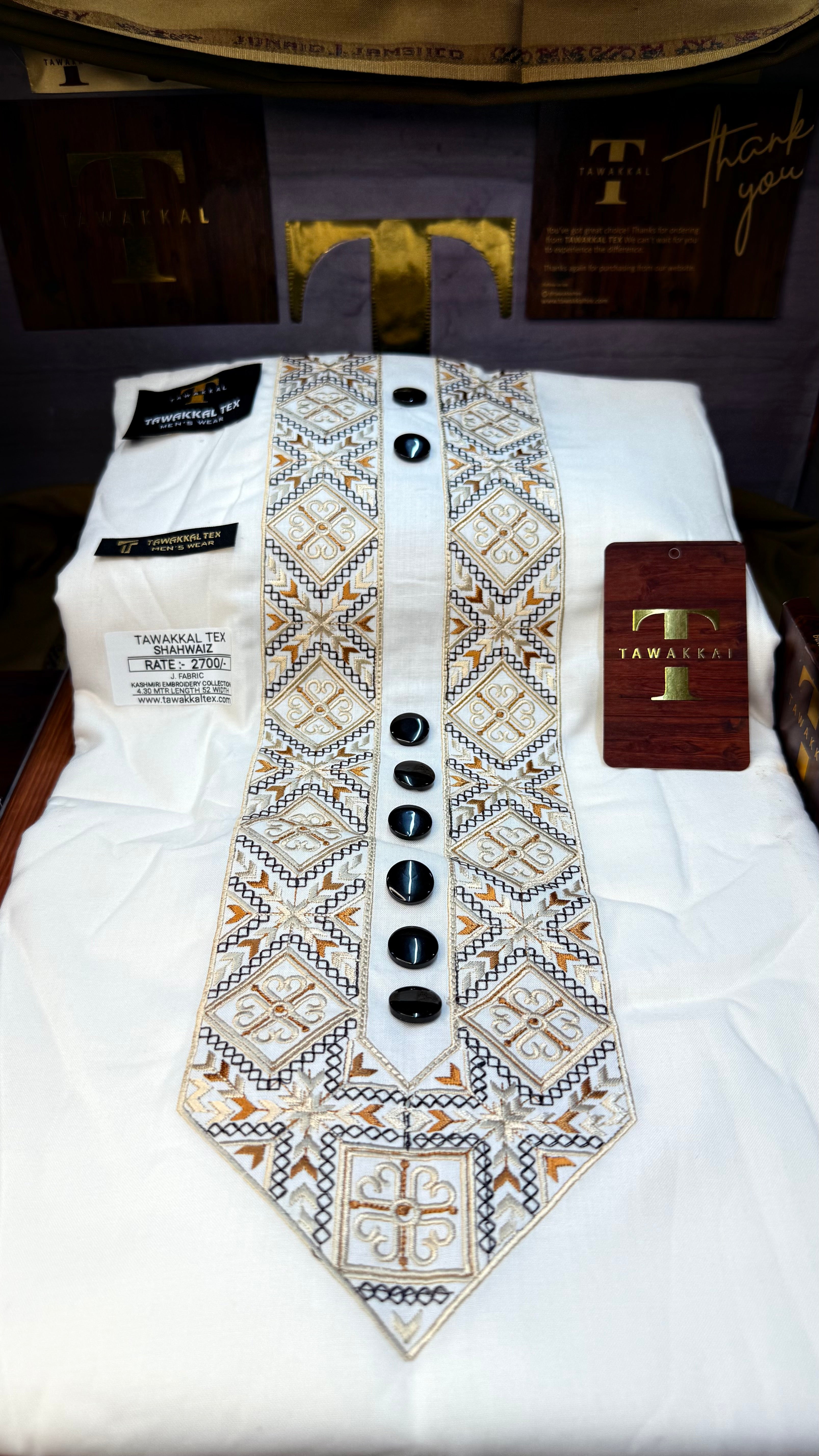 SHAHWAIZ IVORY NOIR 110-10 MULTI COLOUR KASHMIRI EMBROIDERY UNSTICHED FULL KURTA SALWAR PATHANI (J. FABRIC IMPORTED) “Pics are clicked in HD cameras. Original color may vary from mobile to mobile depending on your handset. – Tawakkal Tex”