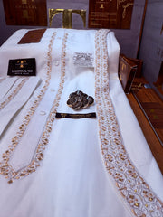 A AFTAB-E-ZAR BOSKI WHITE MULTANI ADVANCE TARKASHI HAND EMBROIDERY (TAWAKKAL TEX)