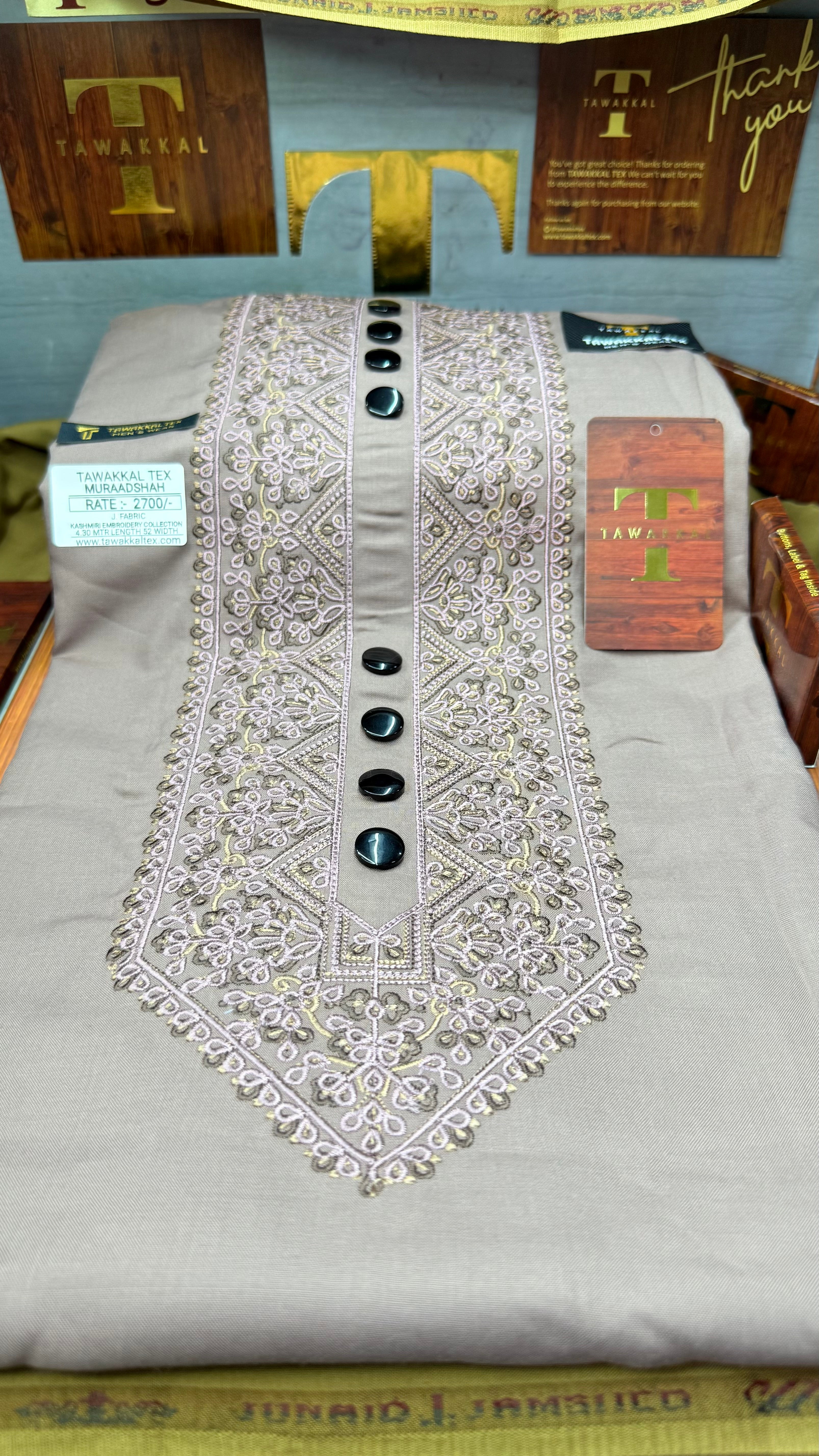 MURAADSHAH ROSE DUST 104-01 MULTI COLOUR KASHMIRI EMBROIDERY UNSTICHED FULL KURTA SALWAR PATHANI (J. FABRIC IMPORTED) “Pics are clicked in HD cameras. Original color may vary from mobile to mobile depending on your handset. – Tawakkal Tex”