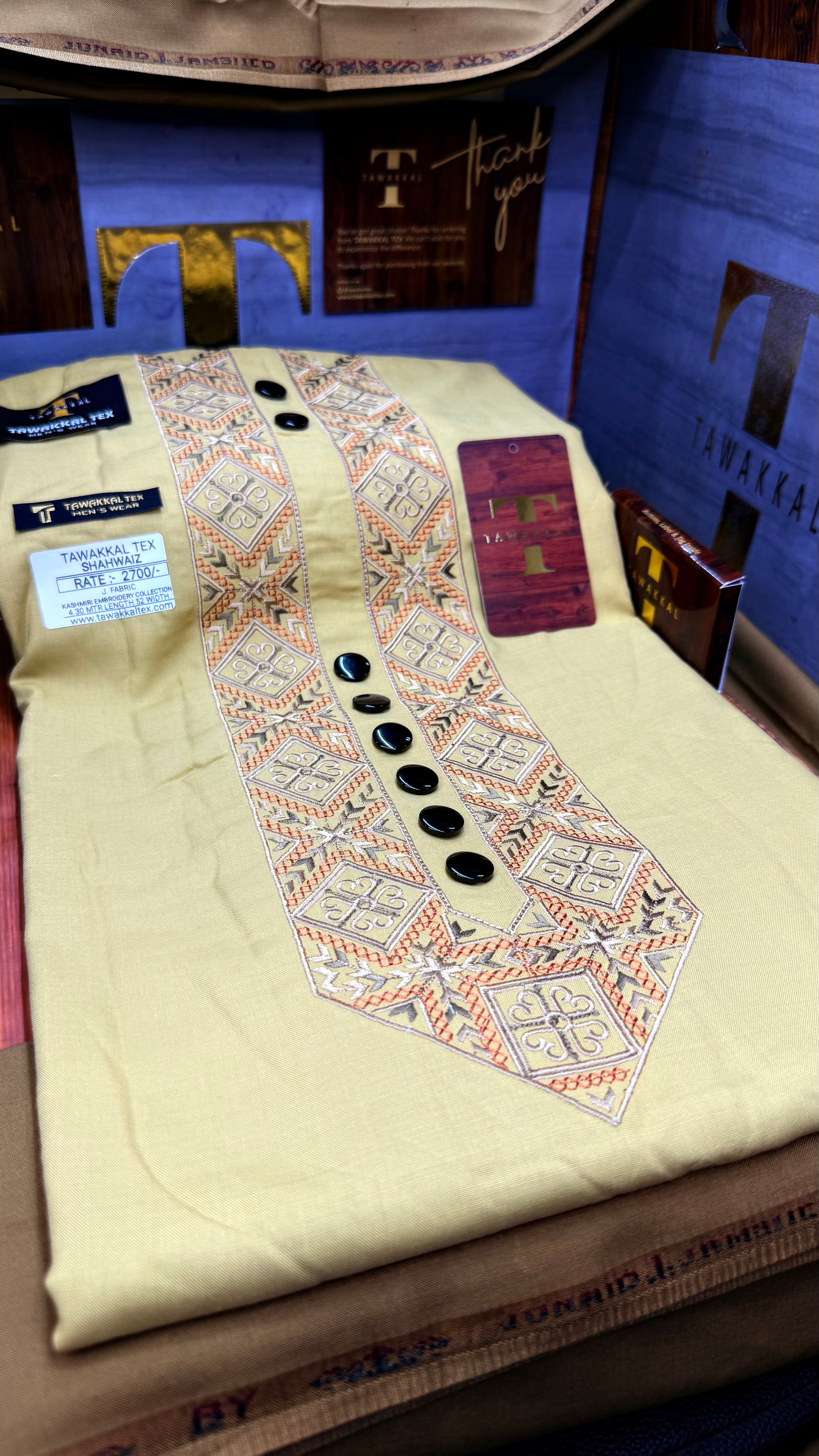 SHAHWAIZ GOLDEN DUNE 110-05 MULTI COLOUR KASHMIRI EMBROIDERY UNSTICHED FULL KURTA SALWAR PATHANI (J. FABRIC IMPORTED) “Pics are clicked in HD cameras. Original color may vary from mobile to mobile depending on your handset. – Tawakkal Tex”