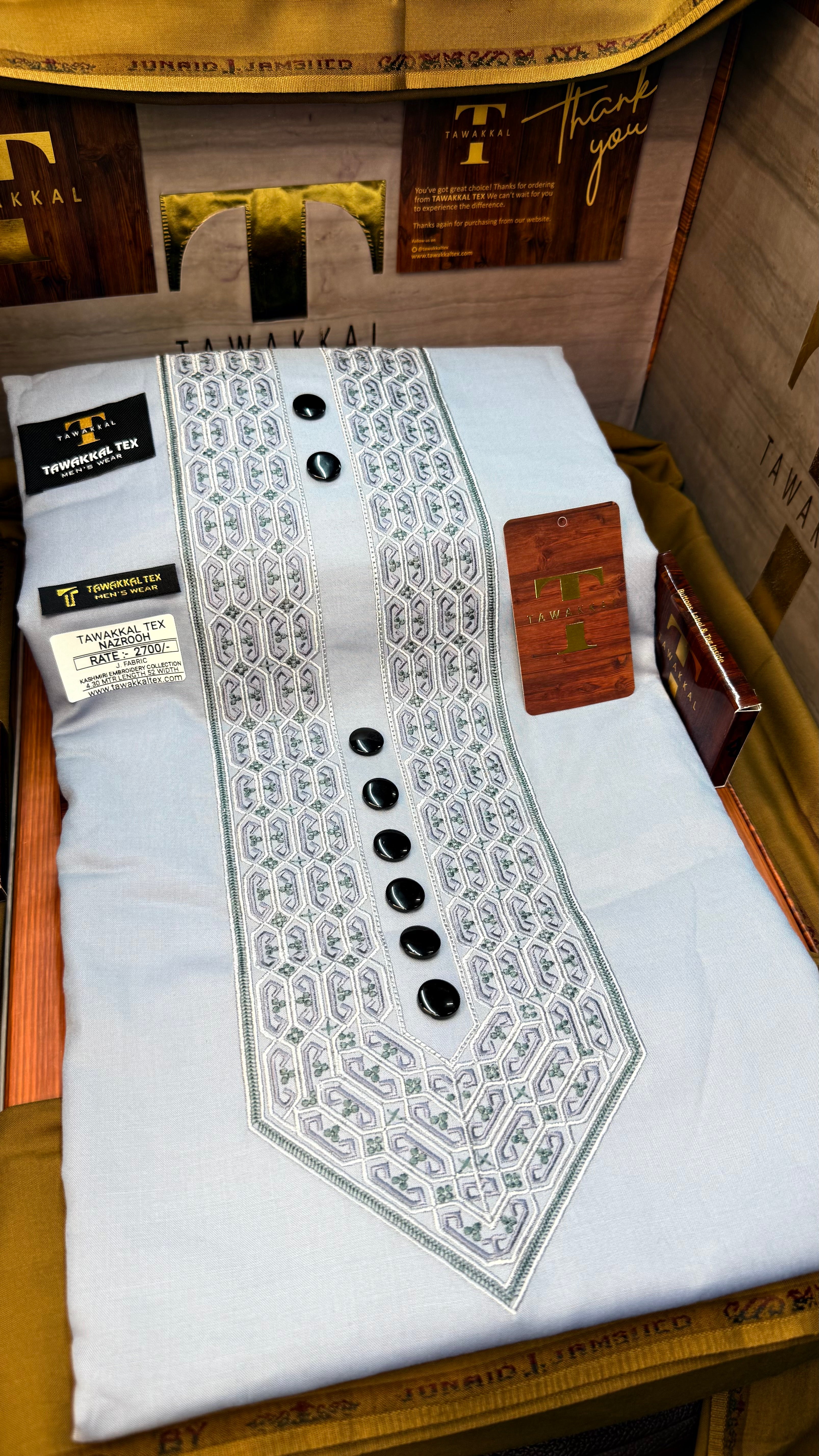 NAZROOH GREY FROST 102-08 MULTI COLOUR KASHMIRI EMBROIDERY UNSTICHED FULL KURTA SALWAR PATHANI (J. FABRIC IMPORTED) “Pics are clicked in HD cameras. Original color may vary from mobile to mobile depending on your handset. – Tawakkal Tex”