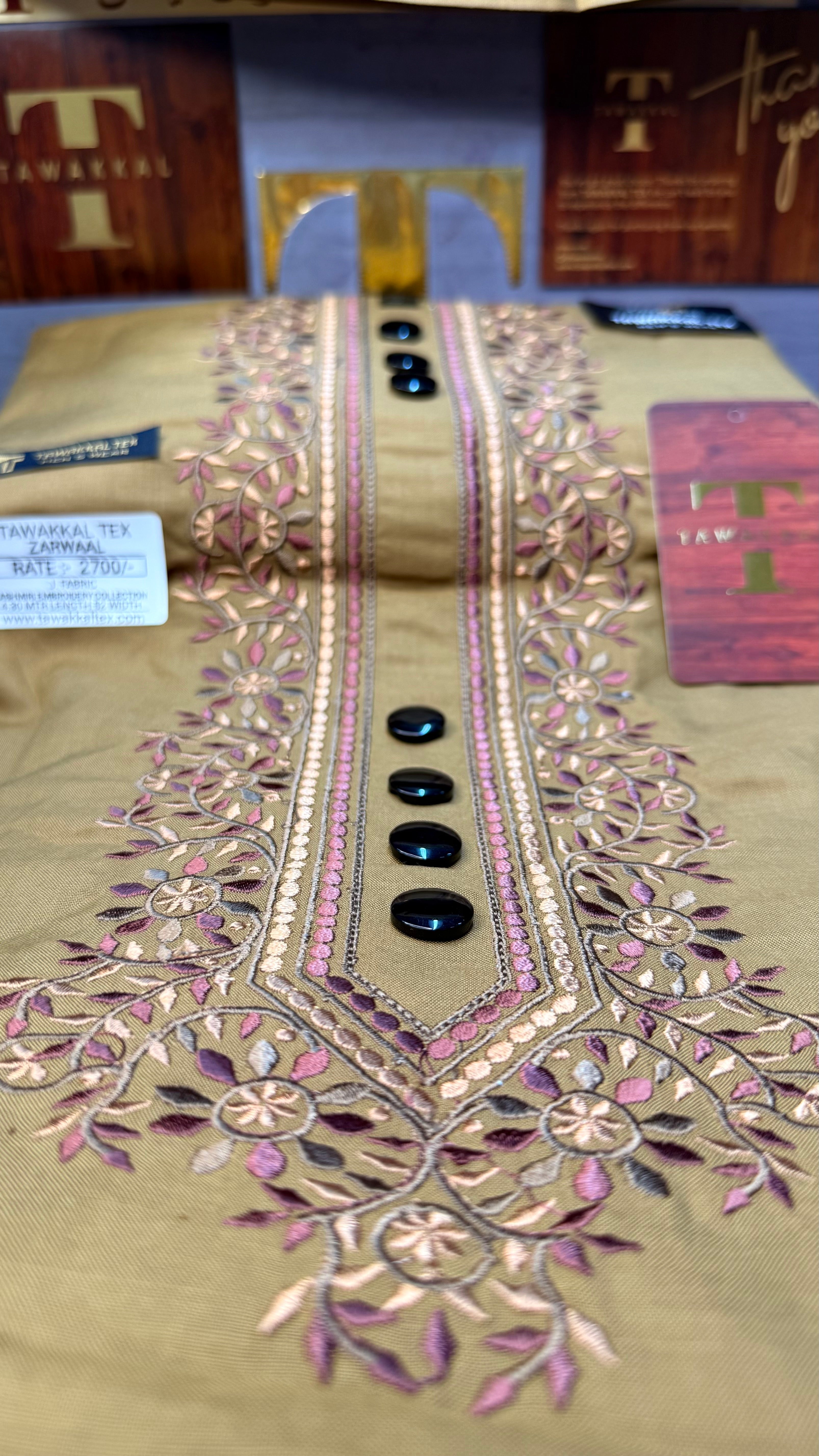 ZARWAAL AMBERWOOD 101-04MULTI COLOUR KASHMIRI EMBROIDERY UNSTICHED FULL KURTA SALWAR PATHANI (J. FABRIC IMPORTED) “Pics are clicked in HD cameras. Original color may vary from mobile to mobile depending on your handset. – Tawakkal Tex”