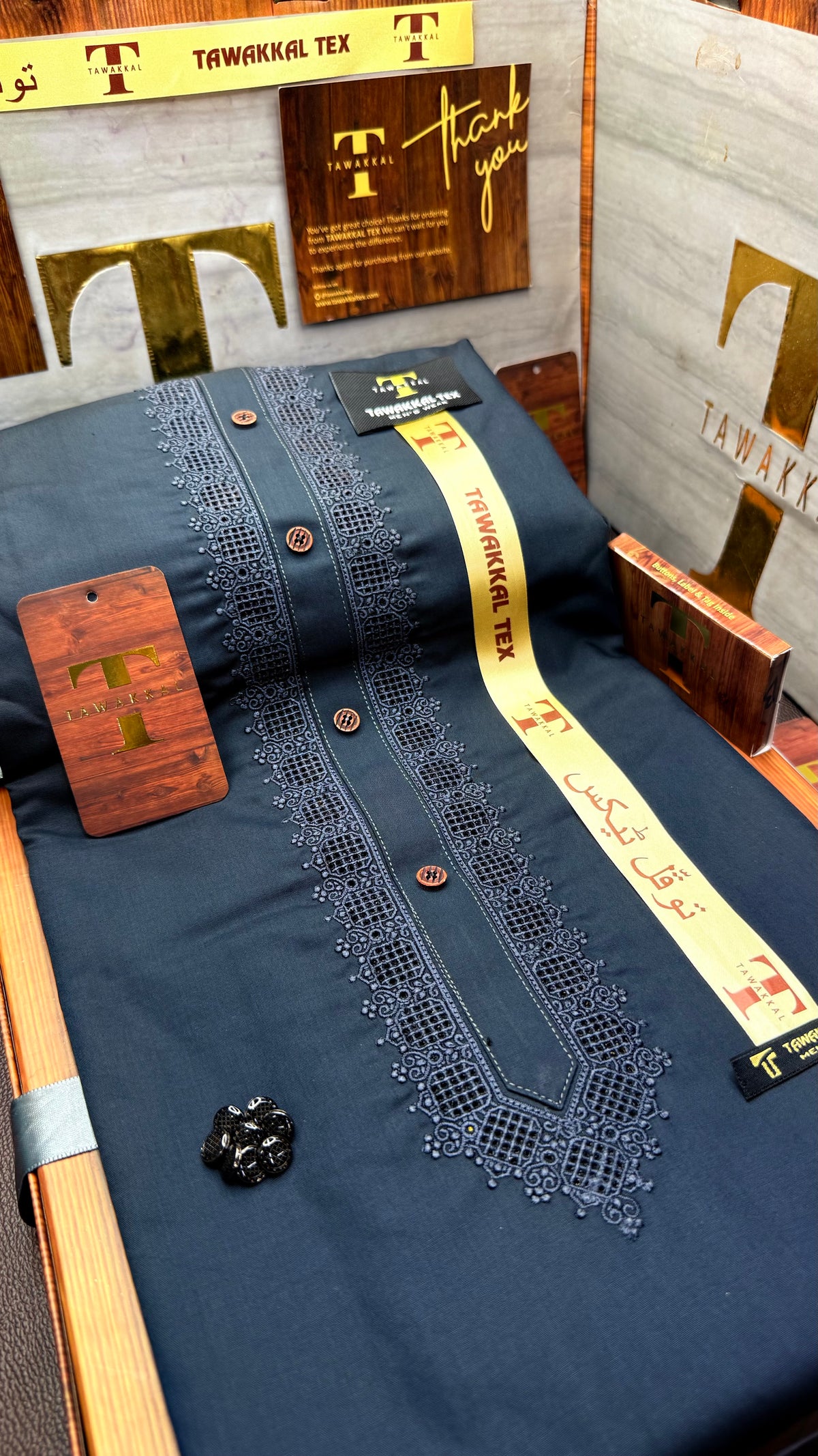 -51 OCEAN STEEL KURTA SALAWAR (PREMIUM SULEMANI EMBROIDERY PATHANI)