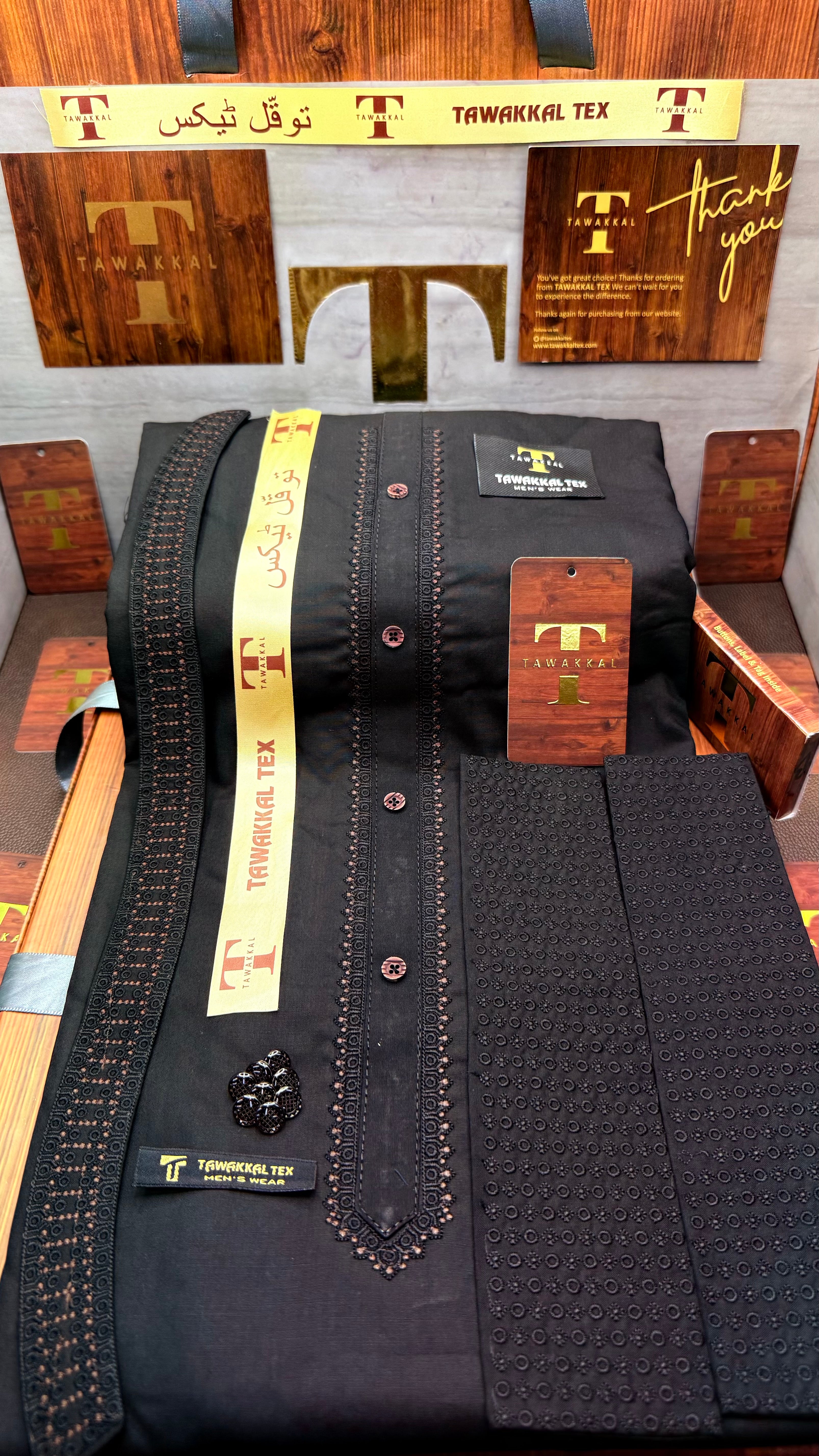 -25 MIDNIGHT BLACK KURTA SALAWAR (PREMIUM LAZIO OSMANI EMBROIDERY PATHANI)