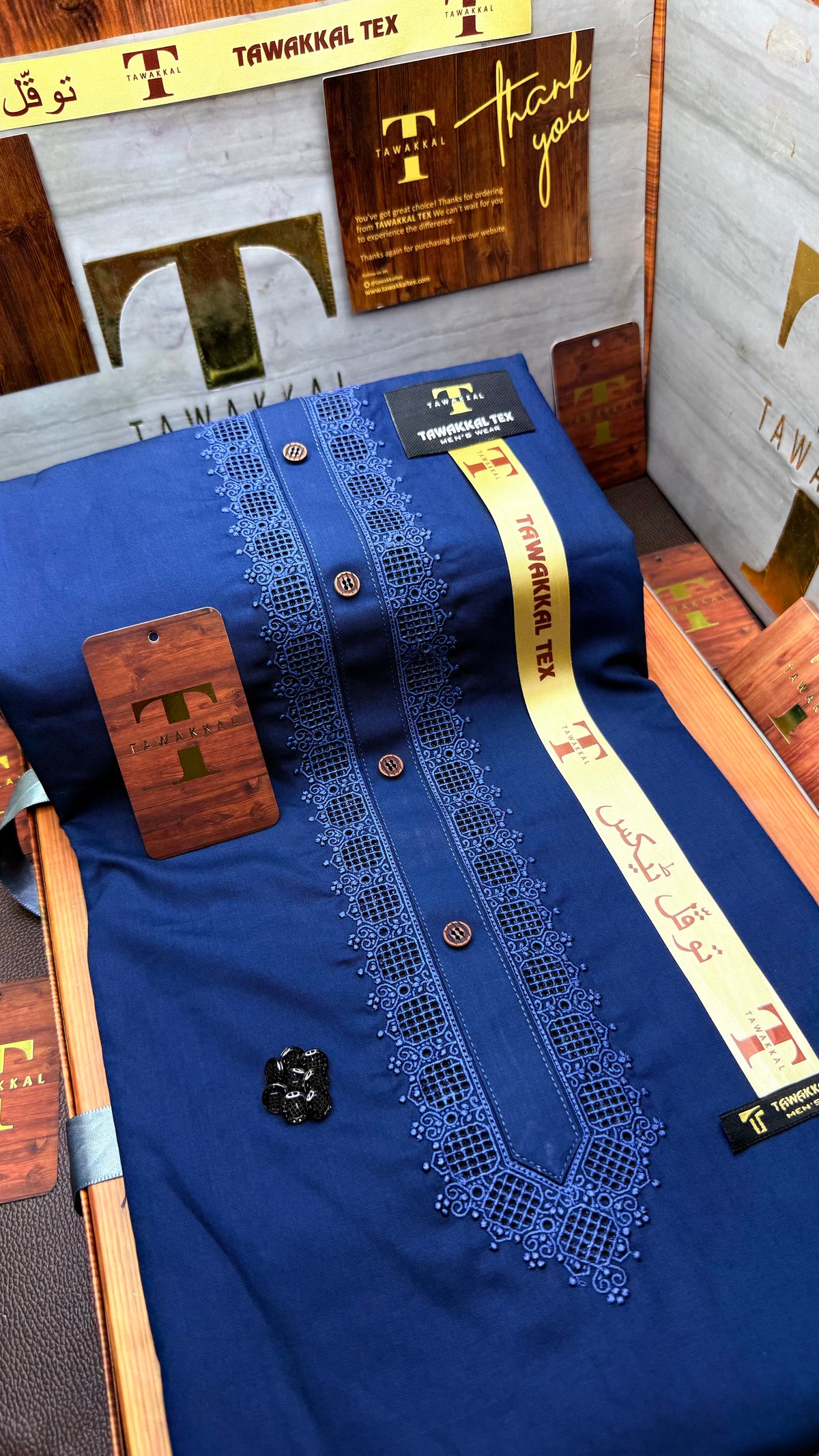 -51 ROYAL AZURE BLUE KURTA SALAWAR (PREMIUM SULEMANI EMBROIDERY PATHANI)