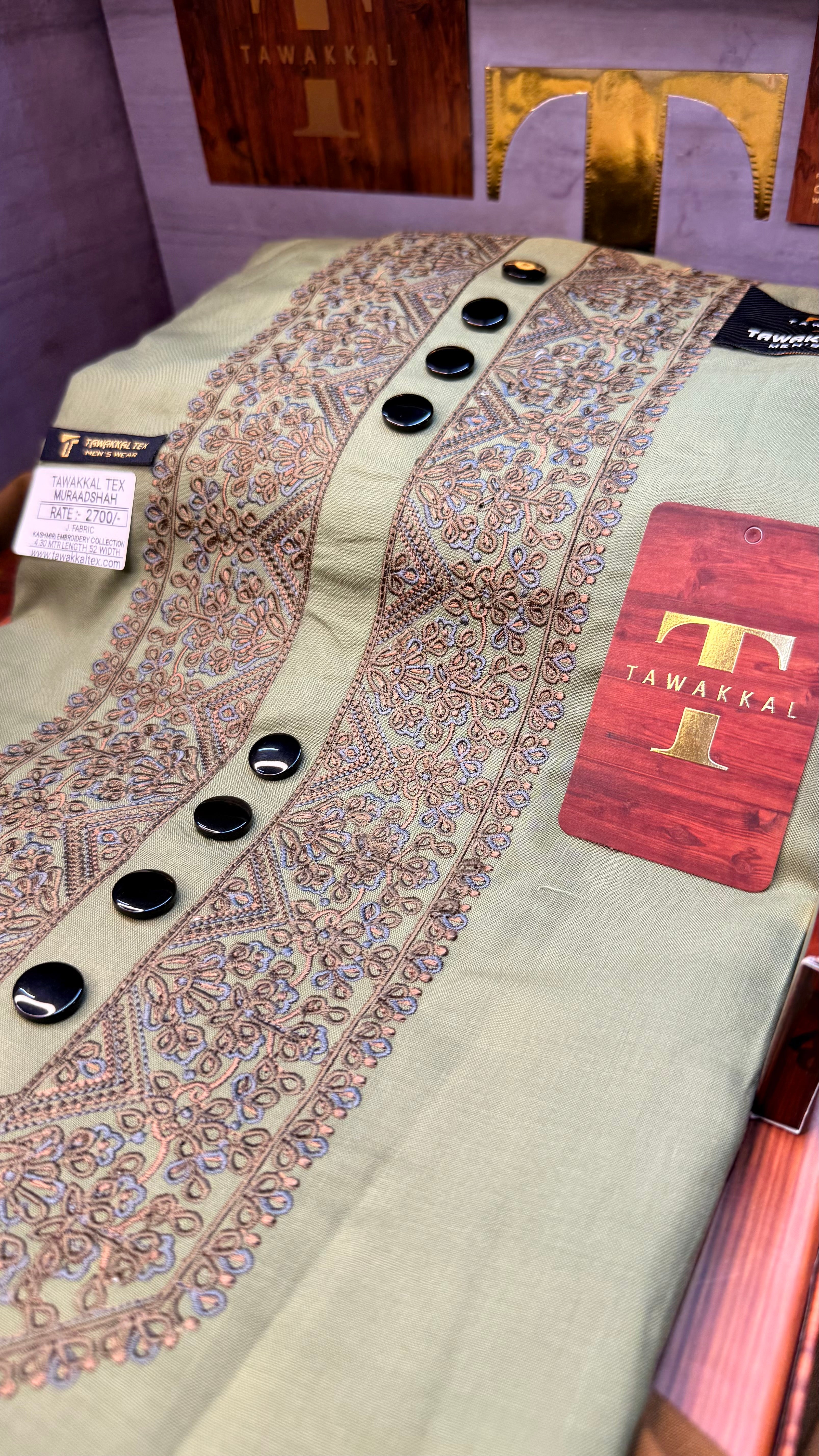 MURAADSHAH OLIVE GROVE 104-07MULTI COLOUR KASHMIRI EMBROIDERY UNSTICHED FULL KURTA SALWAR PATHANI (J. FABRIC IMPORTED) “Pics are clicked in HD cameras. Original color may vary from mobile to mobile depending on your handset. – Tawakkal Tex”