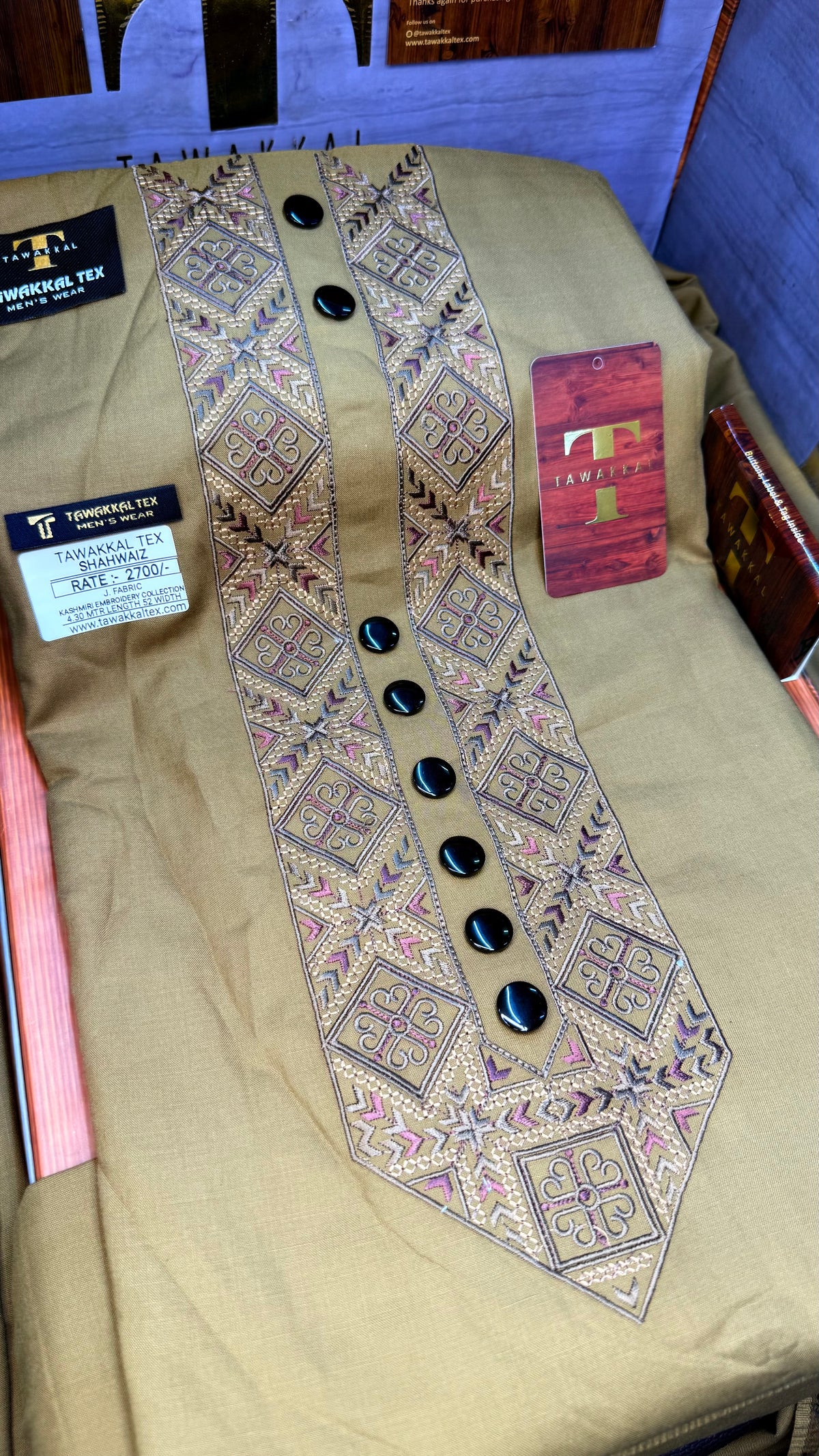 SHAHWAIZ AMBER WOOD 110-04 MULTI COLOUR KASHMIRI EMBROIDERY UNSTICHED FULL KURTA SALWAR PATHANI (J. FABRIC IMPORTED) “Pics are clicked in HD cameras. Original color may vary from mobile to mobile depending on your handset. – Tawakkal Tex”
