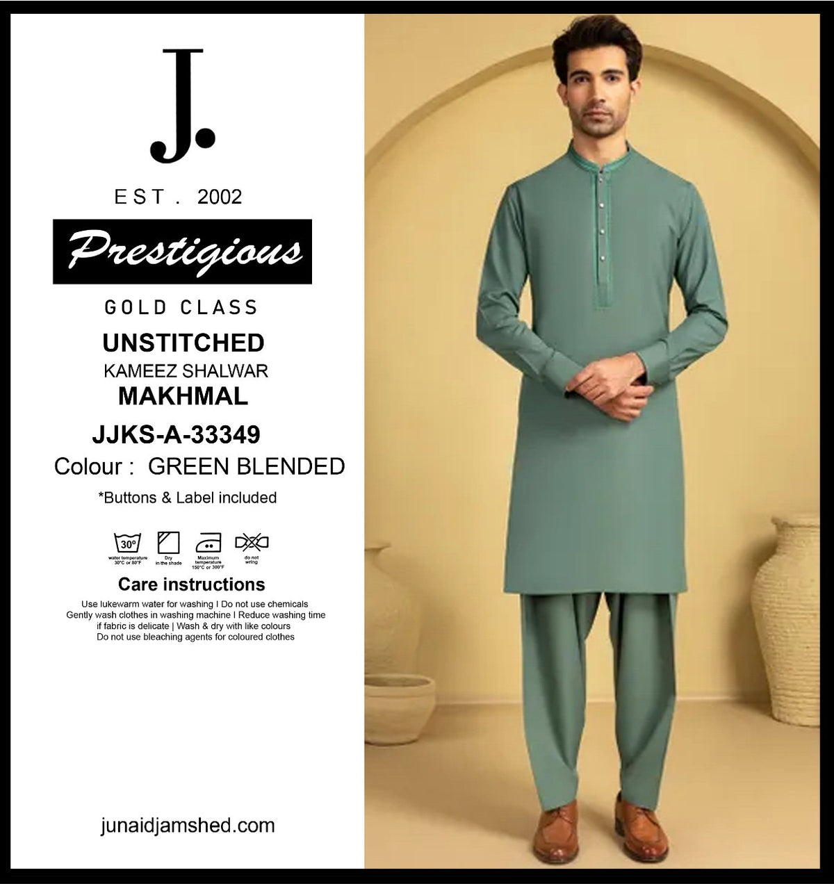 J.  JJKS-A-33349 -GREEN BLENDED- UNSTITCHED
KAMEEZ SHALWAR
MAKHMAL (JUNAID JAMSHED)