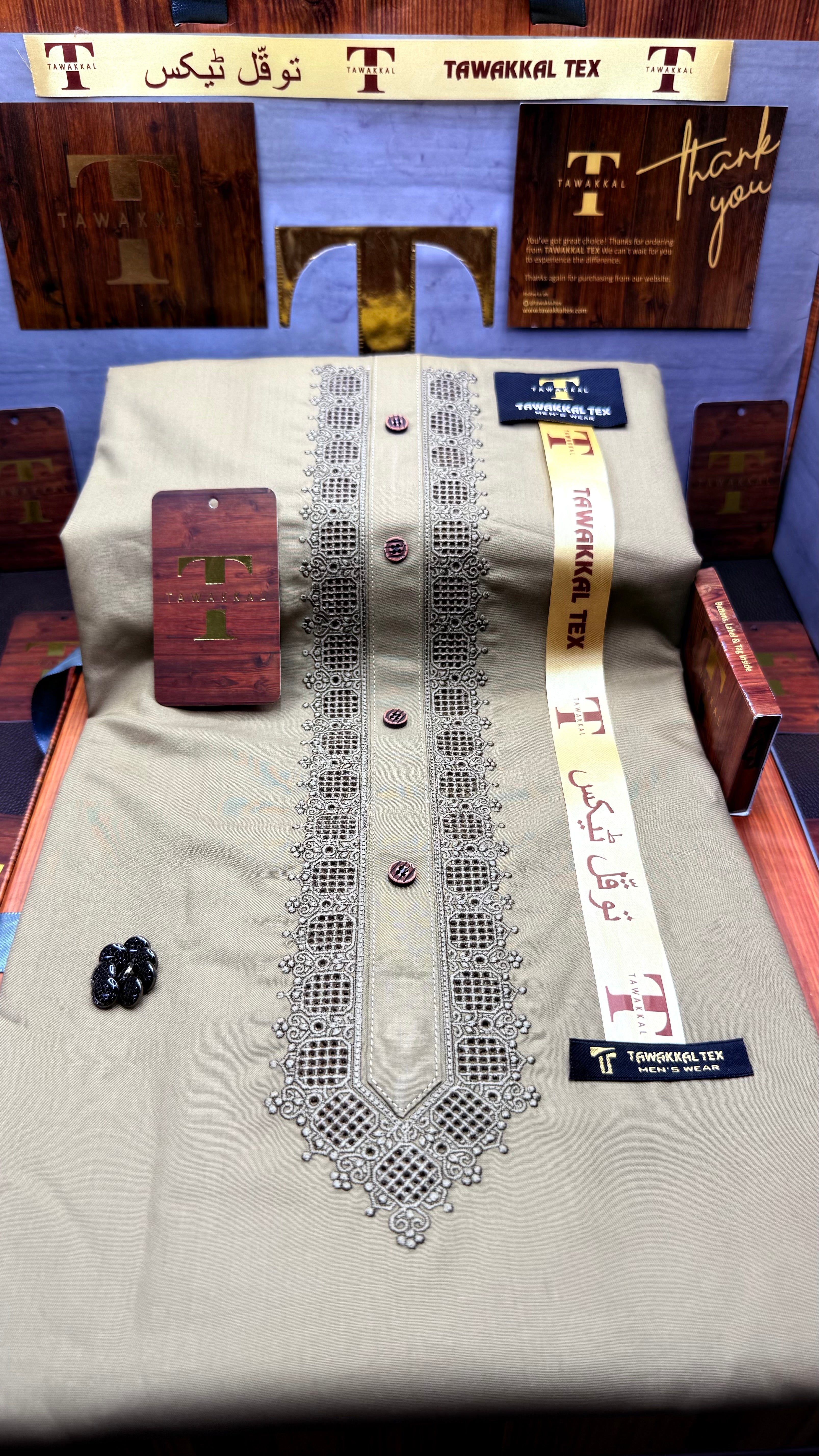 -51 BEIGE DESERT MIST KURTA SALAWAR (PREMIUM SULEMANI  EMBROIDERY PATHANI)