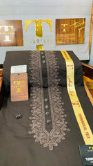SULAIMAN SULAIMANI CHARCOAL BROWN D06C05 KURTA SALAWAR (SULEMANI AZIZI EMBROIDERED COLLECTION)