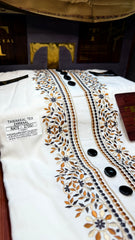 ZARWAAL OLIVE NOIR 101-10 MULTI COLOUR KASHMIRI EMBROIDERY UNSTICHED FULL KURTA SALWAR PATHANI (J. FABRIC IMPORTED) “Pics are clicked in HD cameras. Original color may vary from mobile to mobile depending on your handset. – Tawakkal Tex”