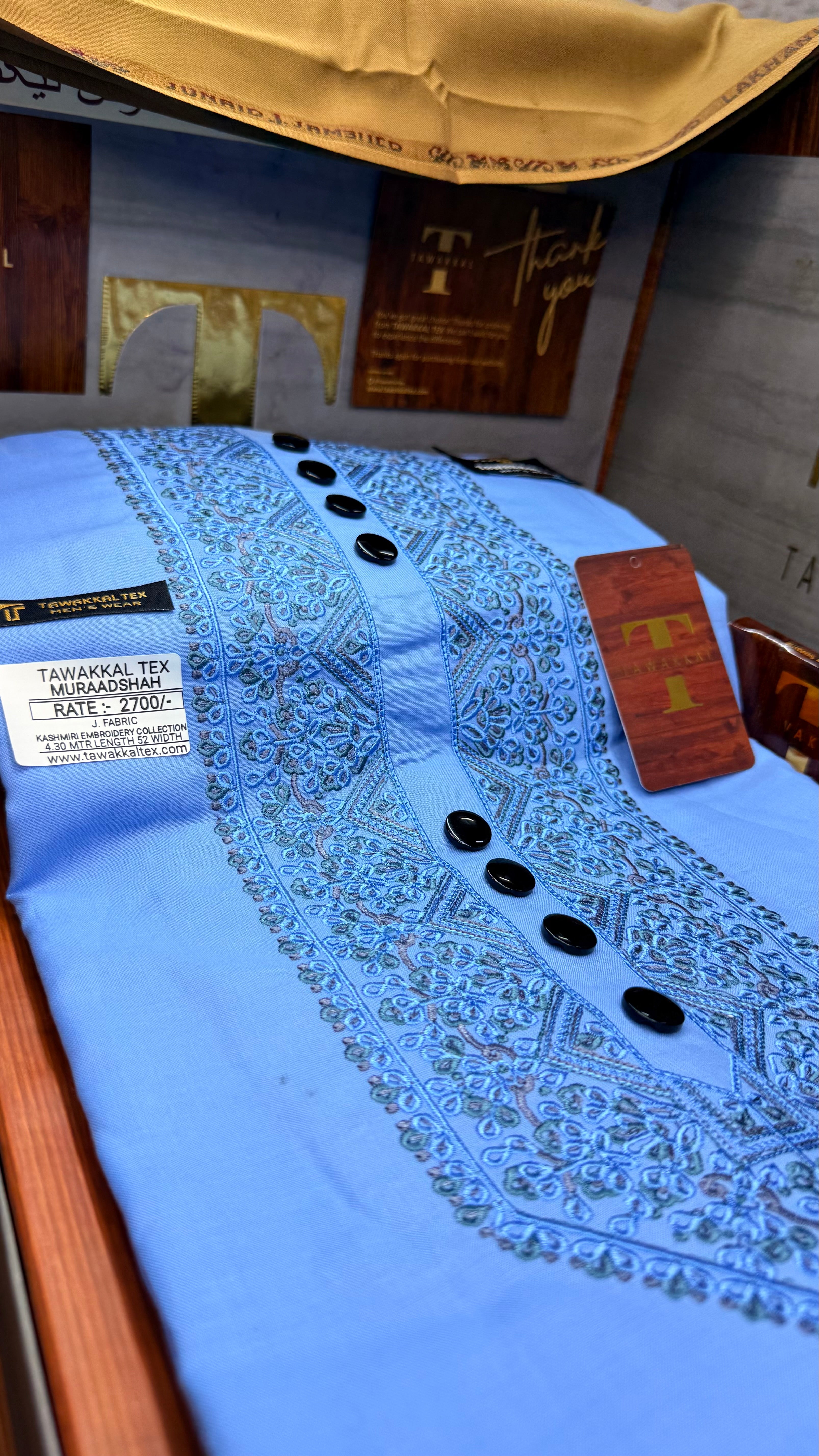 MURAADSHAH SKYLINE 104-06 MULTI COLOUR KASHMIRI EMBROIDERY UNSTICHED FULL KURTA SALWAR PATHANI (J. FABRIC IMPORTED) “Pics are clicked in HD cameras. Original color may vary from mobile to mobile depending on your handset. – Tawakkal Tex”
