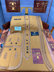 OSM-8100 GOLD CAMEL SHAHENSHAH  KURTA SALAWAR (PREMIUM OSMANI EMBROIDERY PATHANI)
