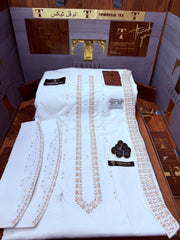 SULTAN-E-AAFREEN BOSKI WHITE MULTANI   ADVANCE TARKASHI HAND EMBROIDERY (TAWAKKAL TEX)