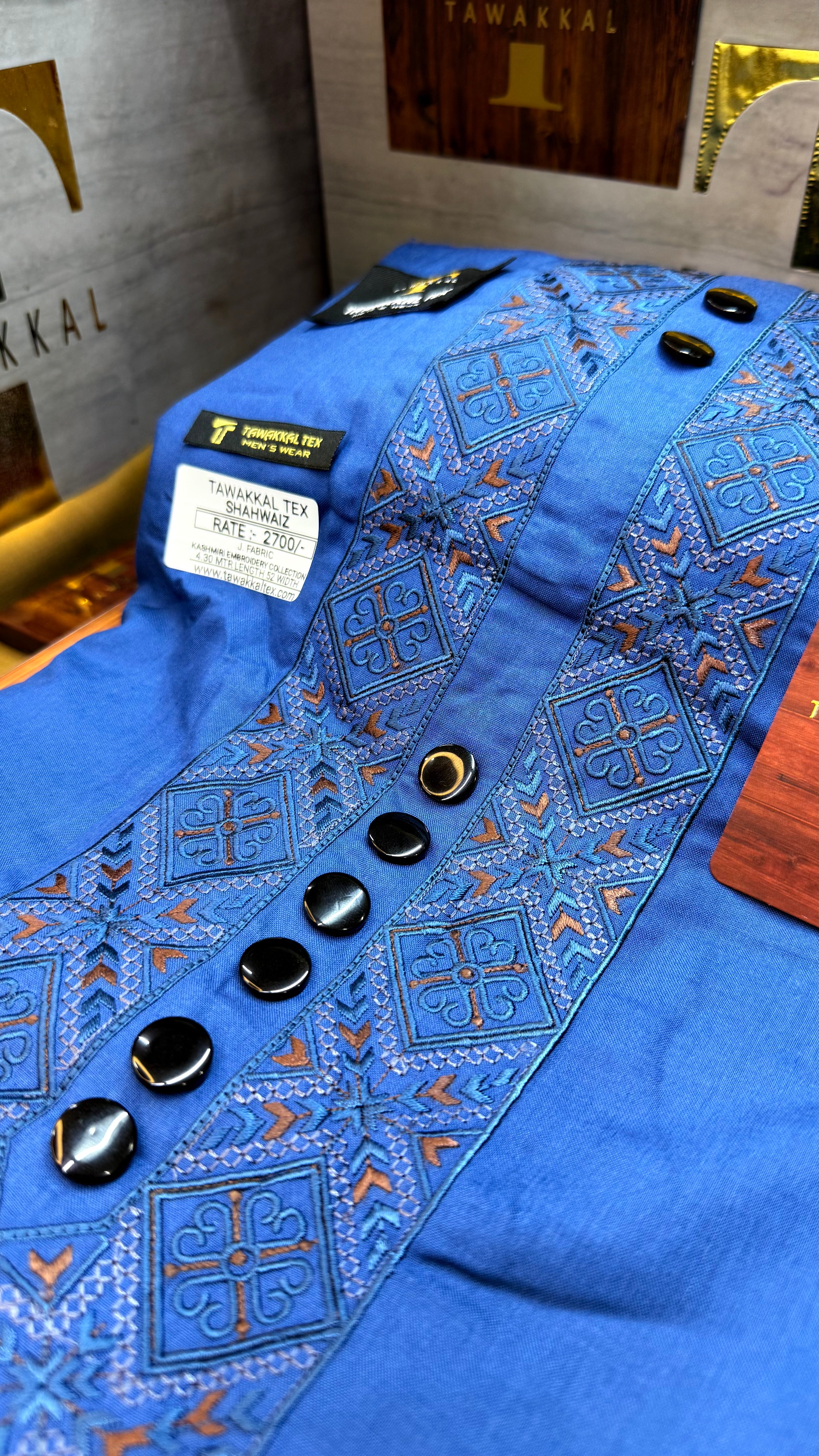 SHAHWAIZ TEAL MIDNIGHT 110-09MULTI COLOUR KASHMIRI EMBROIDERY UNSTICHED FULL KURTA SALWAR PATHANI (J. FABRIC IMPORTED) “Pics are clicked in HD cameras. Original color may vary from mobile to mobile depending on your handset. – Tawakkal Tex”