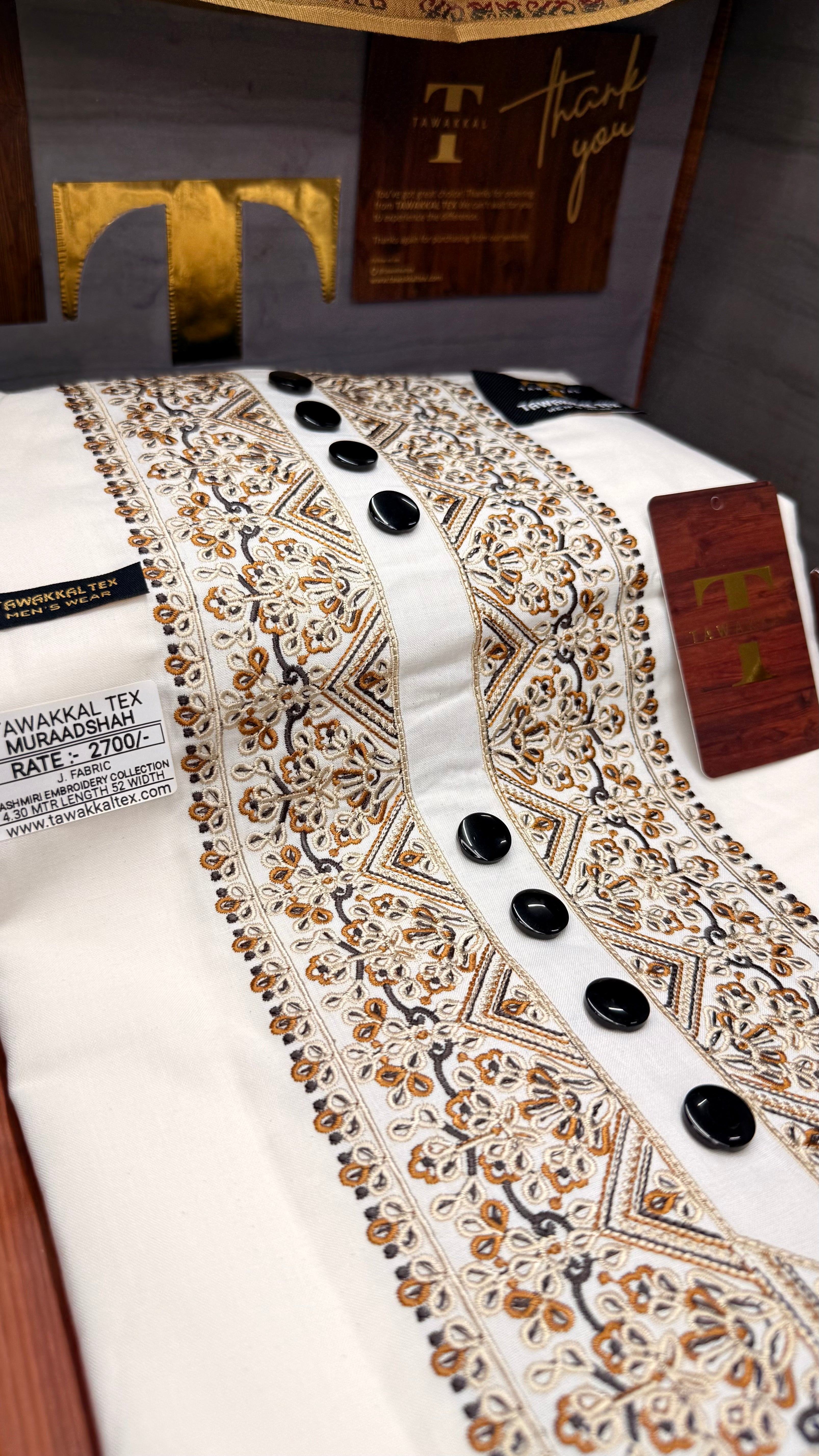 MURAADSHAH IVORY NOIR 104-10MULTI COLOUR KASHMIRI EMBROIDERY UNSTICHED FULL KURTA SALWAR PATHANI (J. FABRIC IMPORTED) “Pics are clicked in HD cameras. Original color may vary from mobile to mobile depending on your handset. – Tawakkal Tex”