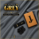 J. Men Premium Wash N Wear Fabric    – STEEL GREY –  | 4.5 Meter