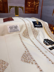 A SHAH-E-JAMEEL BOSKI CREAM MULTANI ADVANCE TARKASHI HAND EMBROIDERY (TAWAKKAL TEX)