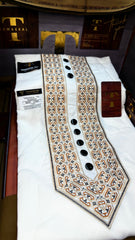 NAZROOH IVORY NOIR 102-10MULTI COLOUR KASHMIRI EMBROIDERY UNSTICHED FULL KURTA SALWAR PATHANI (J. FABRIC IMPORTED) “Pics are clicked in HD cameras. Original color may vary from mobile to mobile depending on your handset. – Tawakkal Tex”
