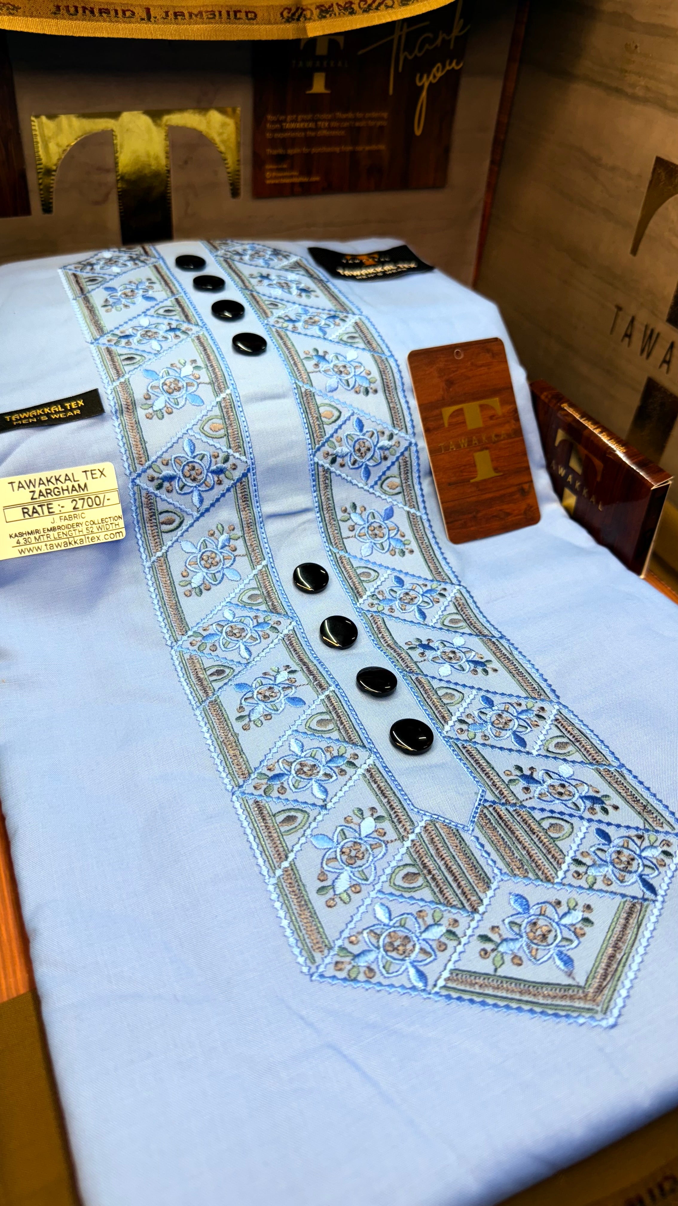 ZARGHAM SKYLINE 109-06 MULTI COLOUR KASHMIRI EMBROIDERY UNSTICHED FULL KURTA SALWAR PATHANI (J. FABRIC IMPORTED) “Pics are clicked in HD cameras. Original color may vary from mobile to mobile depending on your handset. – Tawakkal Tex”