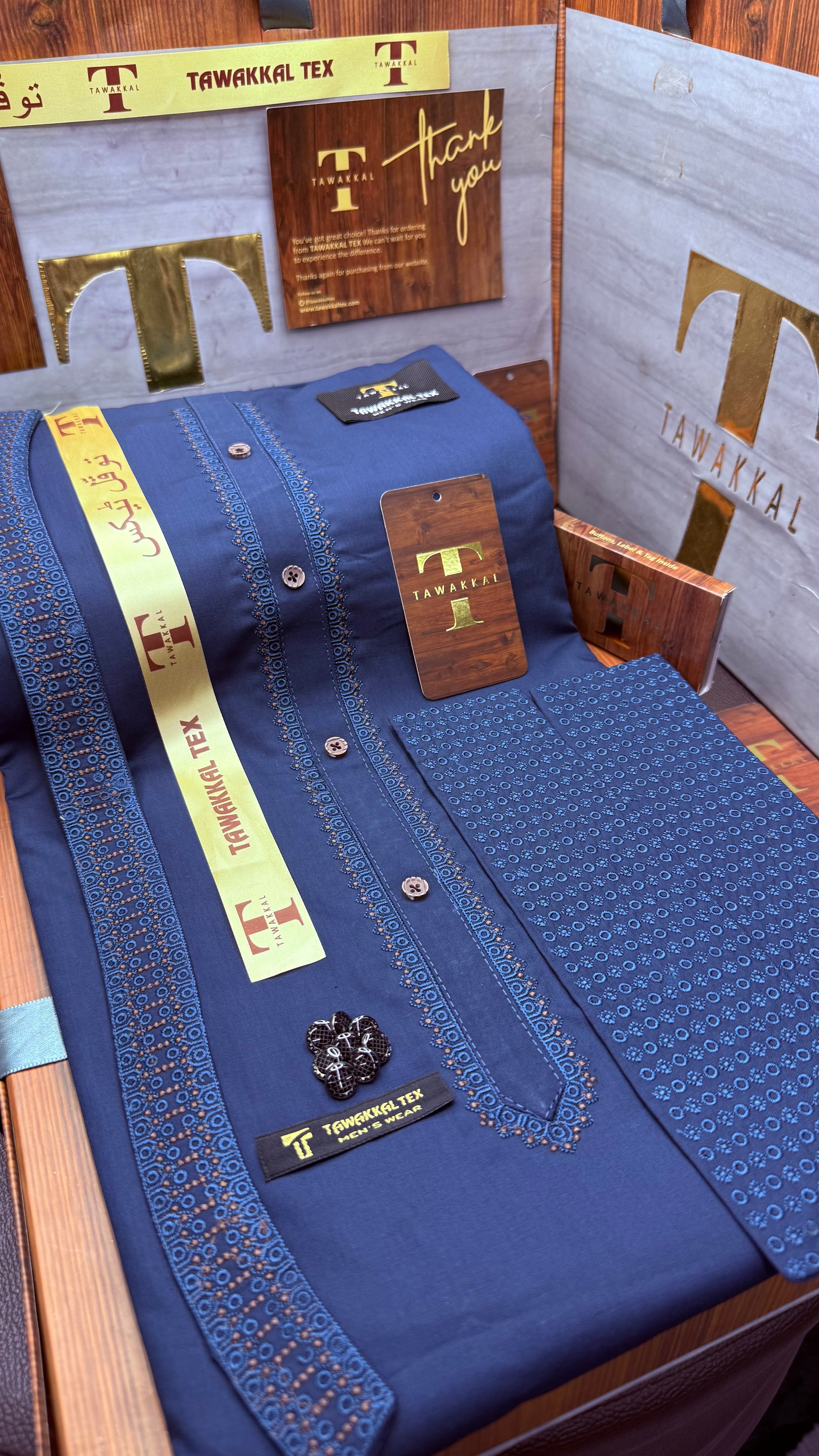 -25 ROYAL AZURE BLUE KURTA SALAWAR (PREMIUM LAZIO OSMANI EMBROIDERY PATHANI)