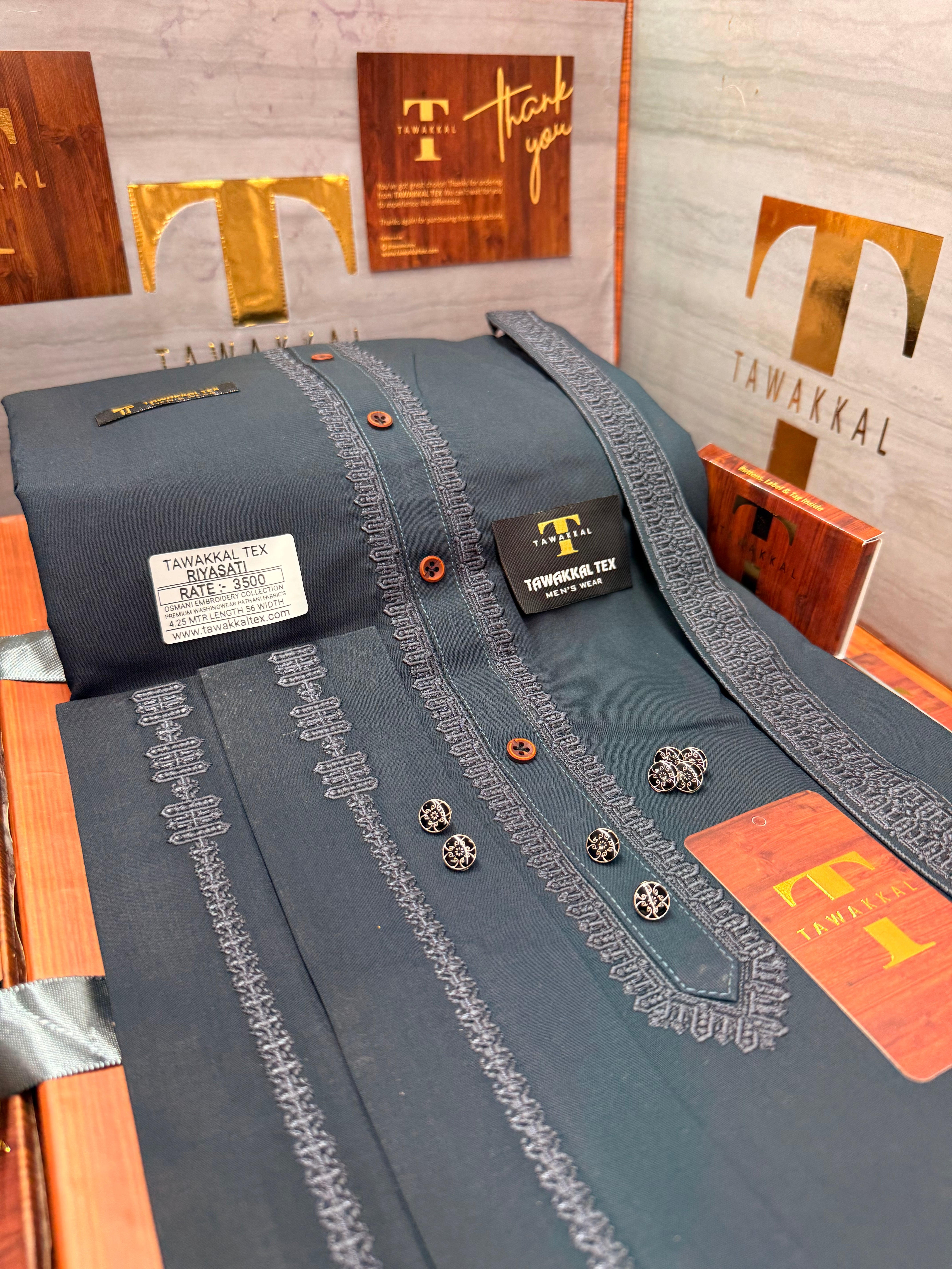 OSM-8126 ANGORI GREEN RIYASATI  KURTA SALAWAR (PREMIUM OSMANI EMBROIDERY PATHANI)