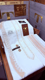 -AFTAB-E-ZAR BOSKI KING WHITE ADVANCE TARKASHI EMBROIDERY UNSTICHED KURTA SALWAR PATHANI (TAWAKKAL TEX)