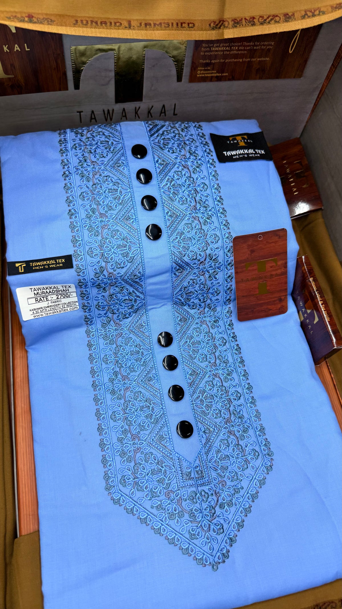 MURAADSHAH SKYLINE 104-06 MULTI COLOUR KASHMIRI EMBROIDERY UNSTICHED FULL KURTA SALWAR PATHANI (J. FABRIC IMPORTED) “Pics are clicked in HD cameras. Original color may vary from mobile to mobile depending on your handset. – Tawakkal Tex”