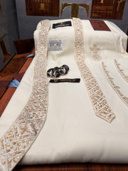 FAKHAR-E-MULK BOSKI CREAM MULTANI ADVANCE TARKASHI HAND EMBROIDERY (TAWAKKAL TEX)