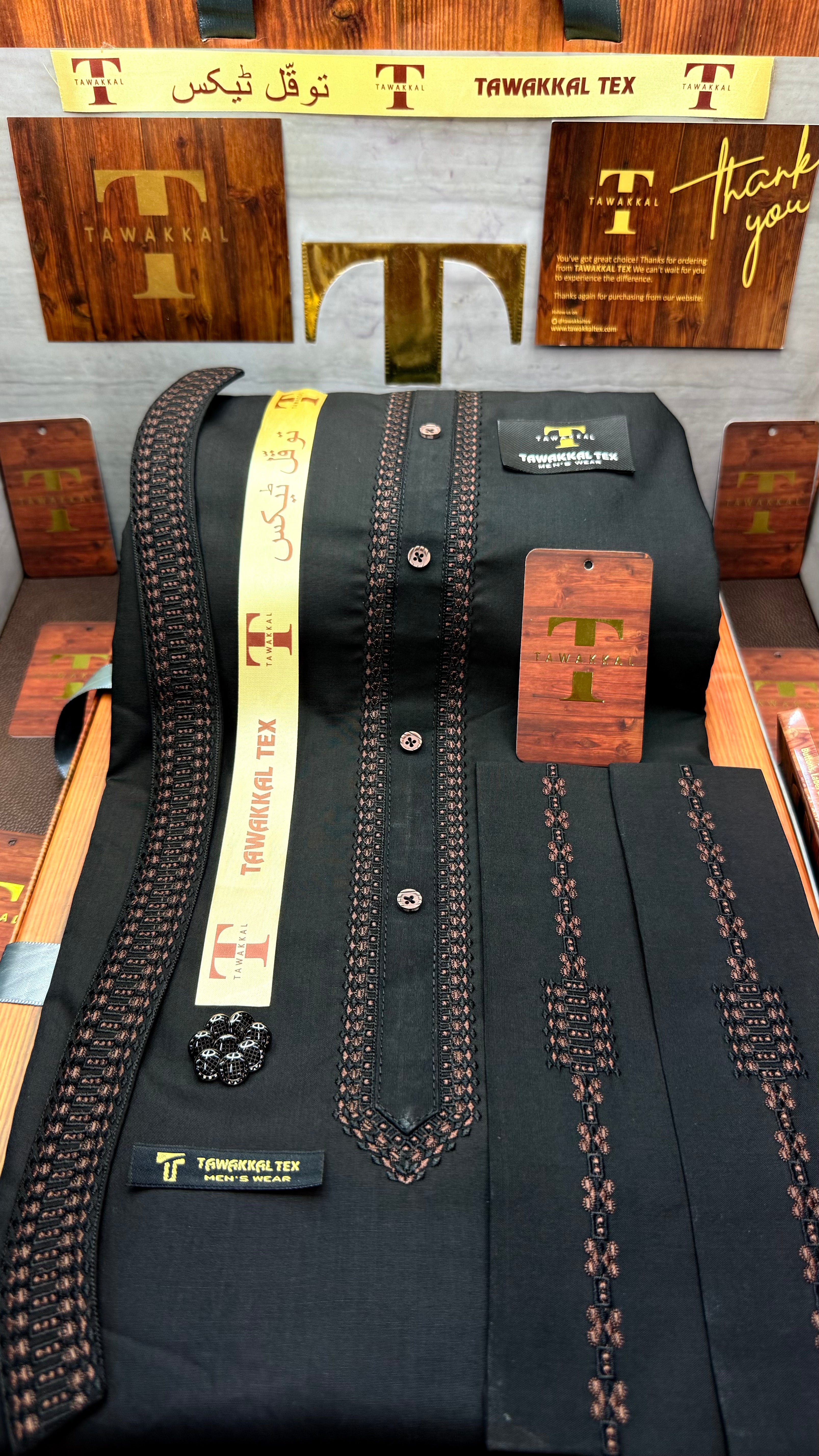 -41 MIDNIGHT BLACK KURTA SALAWAR (PREMIUM OSMANI EMBROIDERY PATHANI)