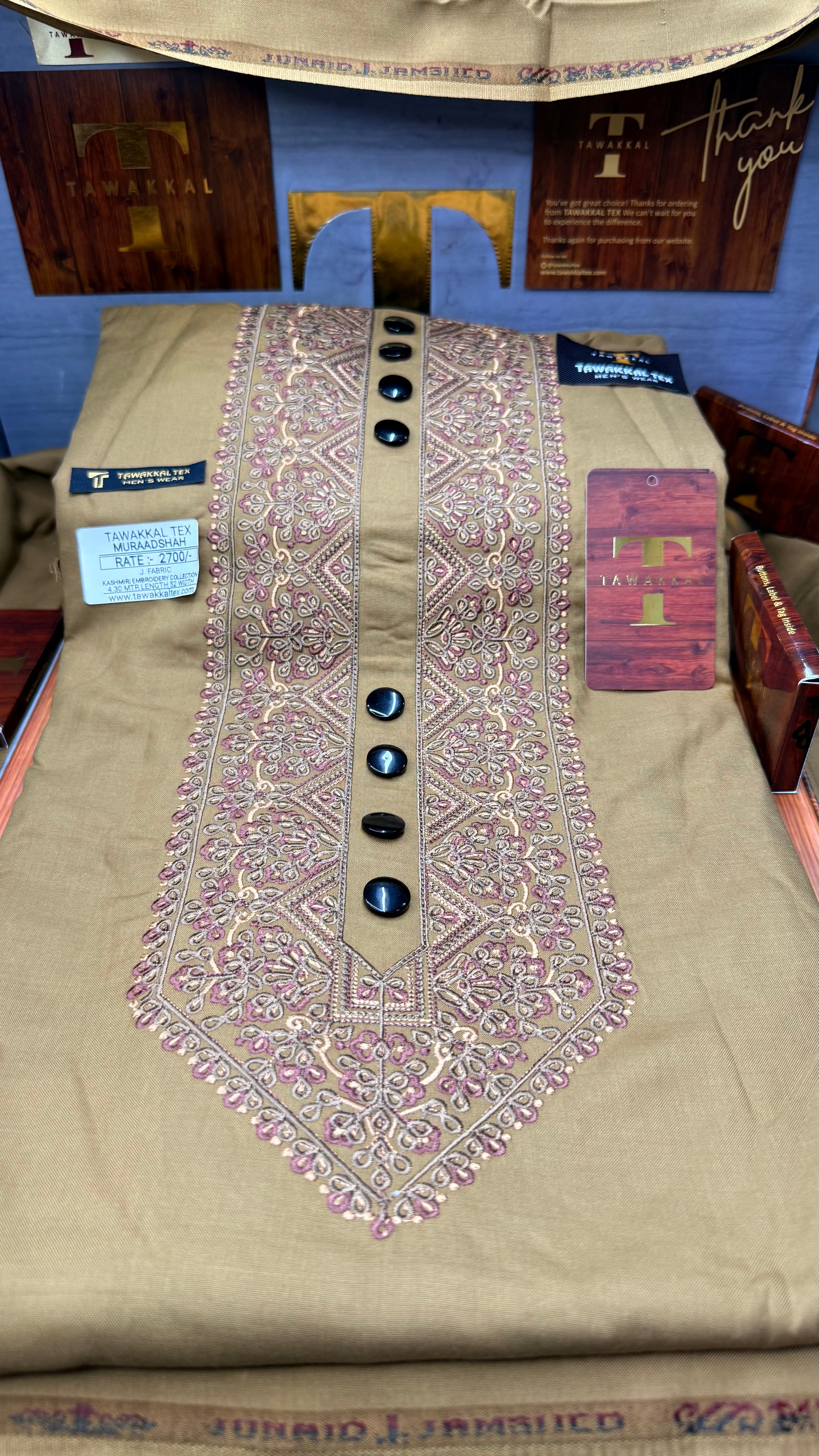 MURAADSHAH AMBERWOOD 104-04 MULTI COLOUR KASHMIRI EMBROIDERY UNSTICHED FULL KURTA SALWAR PATHANI (J. FABRIC IMPORTED) “Pics are clicked in HD cameras. Original color may vary from mobile to mobile depending on your handset. – Tawakkal Tex”
