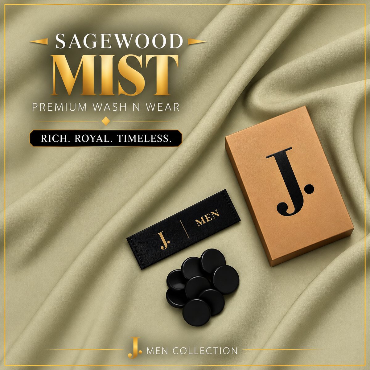 J. Men Premium Wash N Wear Fabric  – SAGEWOOD MIST –  | 4.5 Meter
