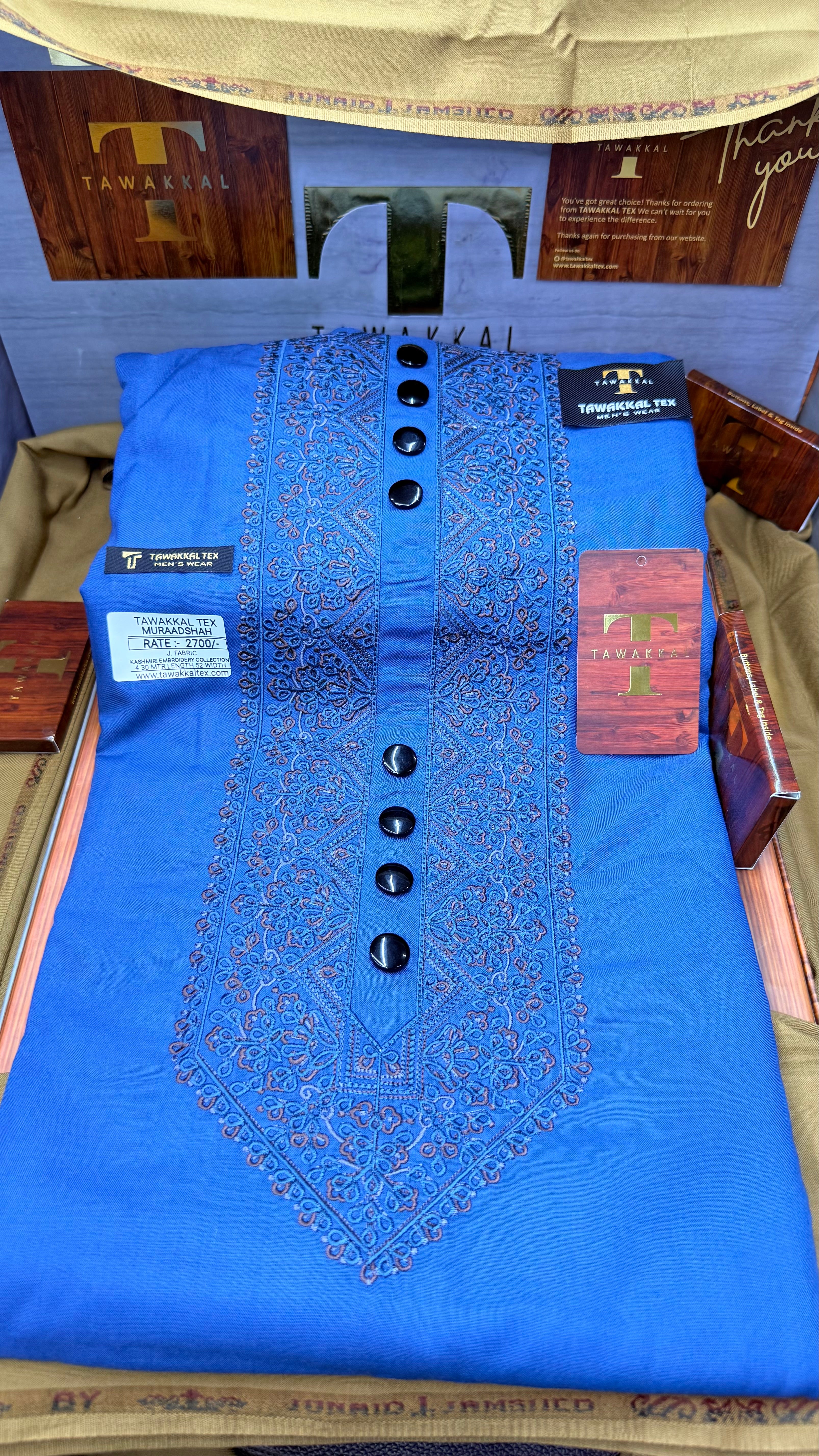 MURAADSHAH TEAL MIDNIGHT  104-09 MULTI COLOUR KASHMIRI EMBROIDERY UNSTICHED FULL KURTA SALWAR PATHANI (J. FABRIC IMPORTED) “Pics are clicked in HD cameras. Original color may vary from mobile to mobile depending on your handset. – Tawakkal Tex”