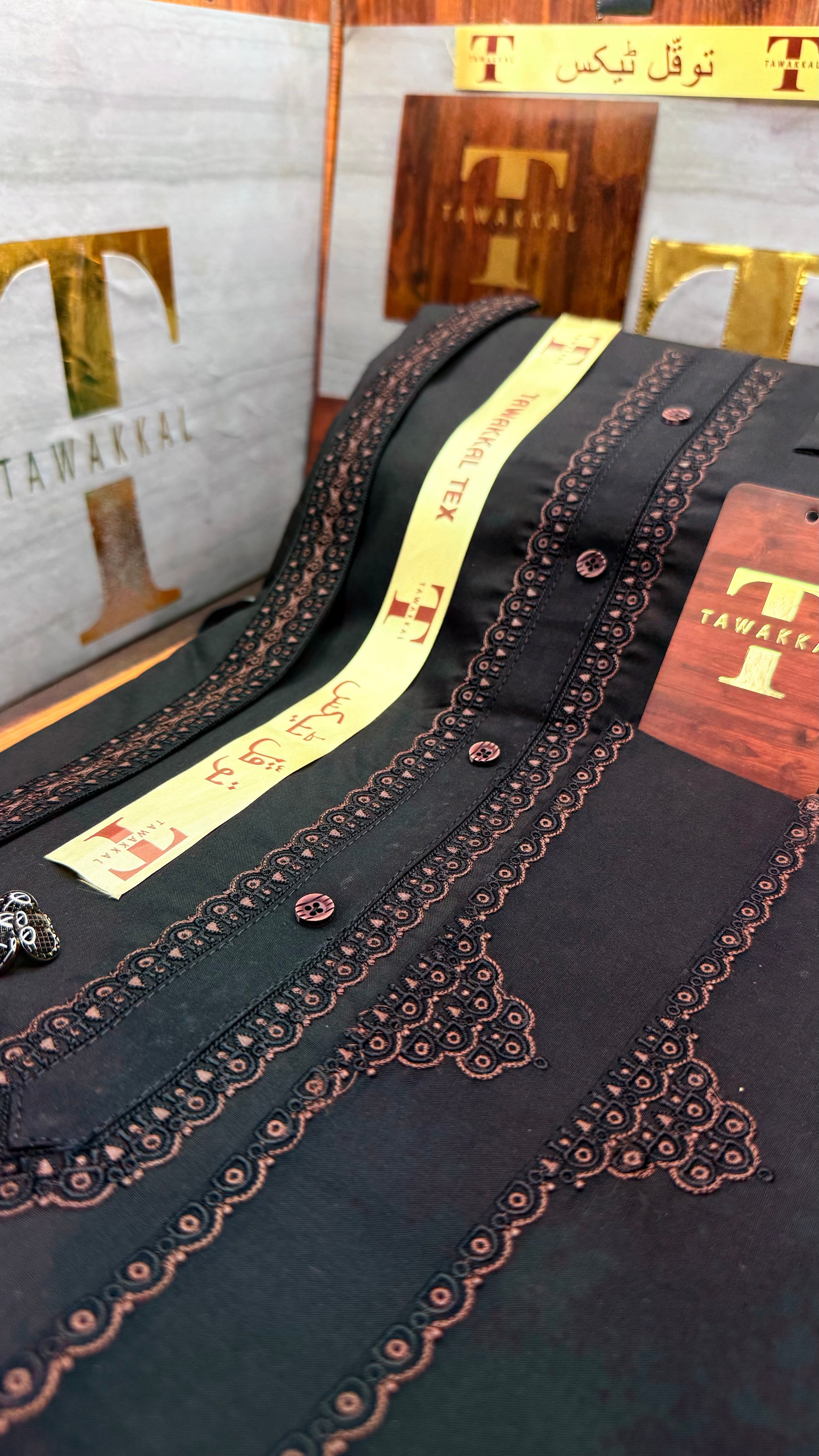 -72 MIDNIGHT BLACK KURTA SALAWAR (PREMIUM SULEMANI EMBROIDERY PATHANI) (Copy)