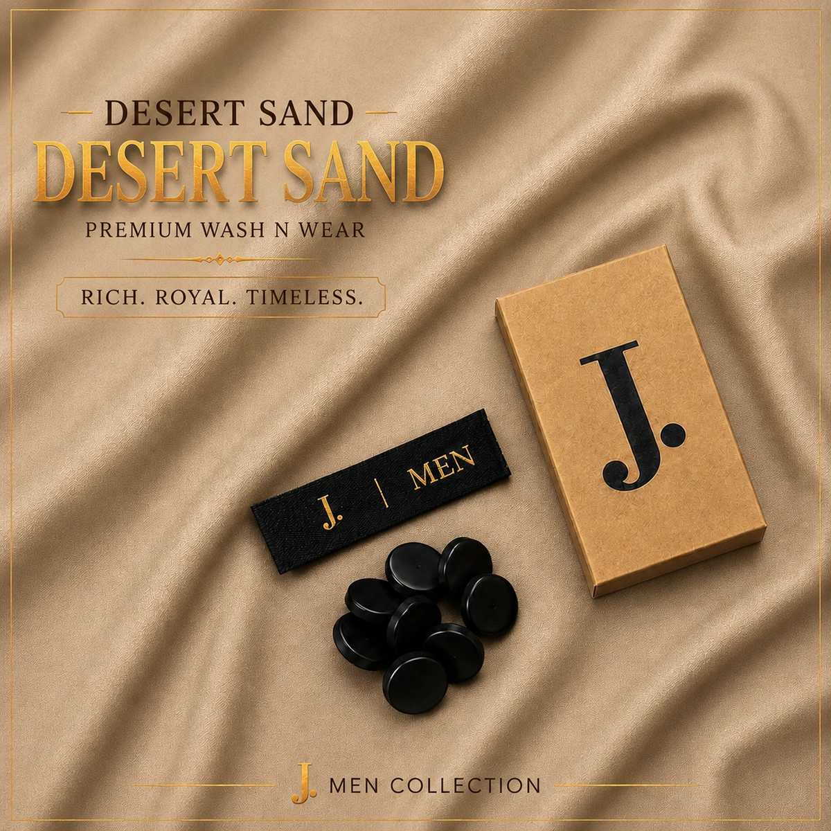 J. Men Premium Wash N Wear Fabric    – Desert Sand 1 –  | 4.5 Meter
