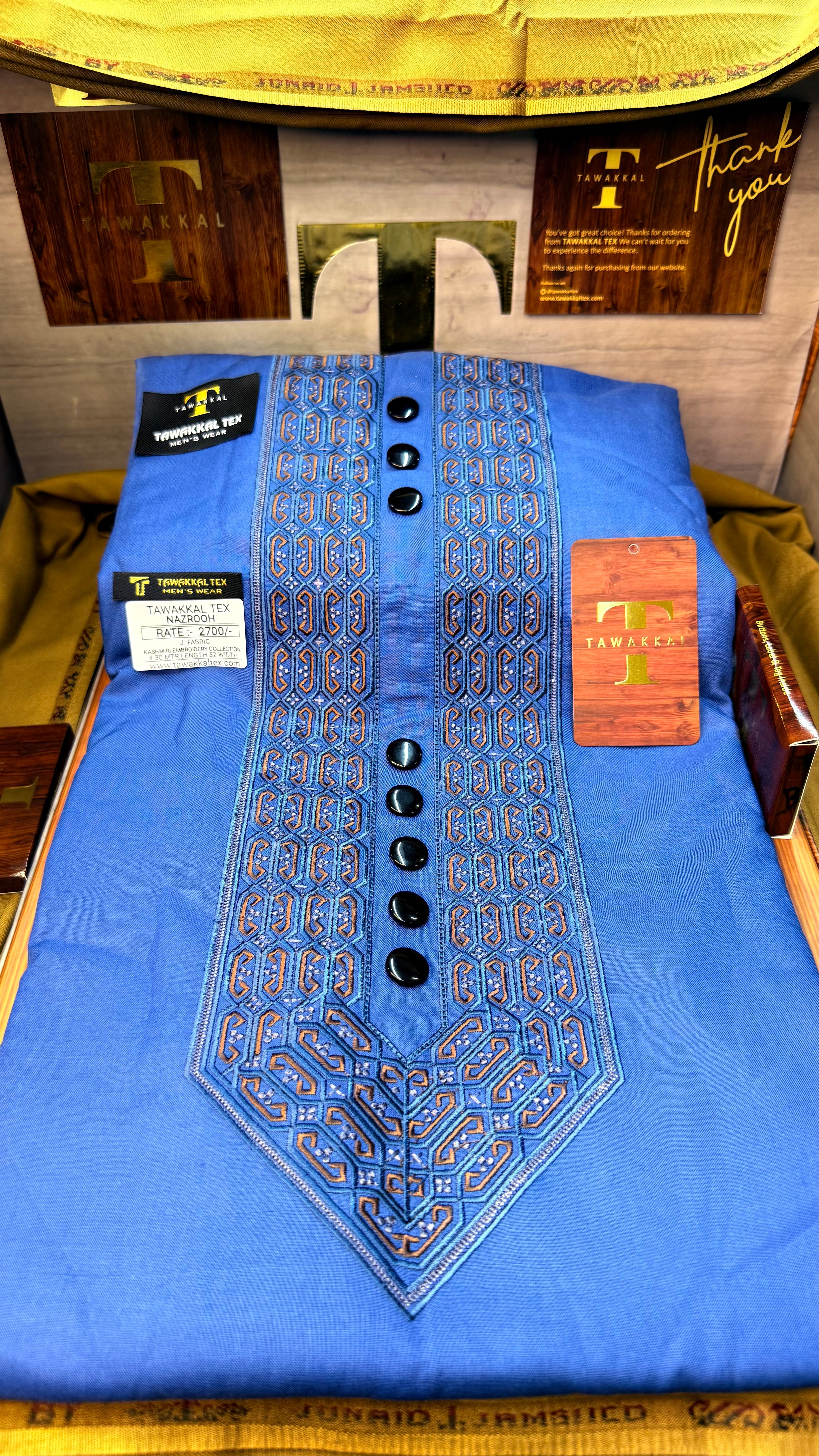 NAZROOH TEAL MIDNIGHT 102-09 MULTI COLOUR KASHMIRI EMBROIDERY UNSTICHED FULL KURTA SALWAR PATHANI (J. FABRIC IMPORTED) “Pics are clicked in HD cameras. Original color may vary from mobile to mobile depending on your handset. – Tawakkal Tex”