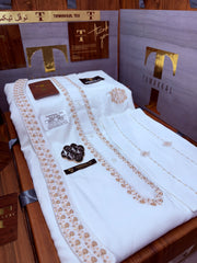 GUL-E-ZAR BOSKI WHITE MULTANI ADVANCE TARKASHI HAND EMBROIDERY (TAWAKKAL TEX)