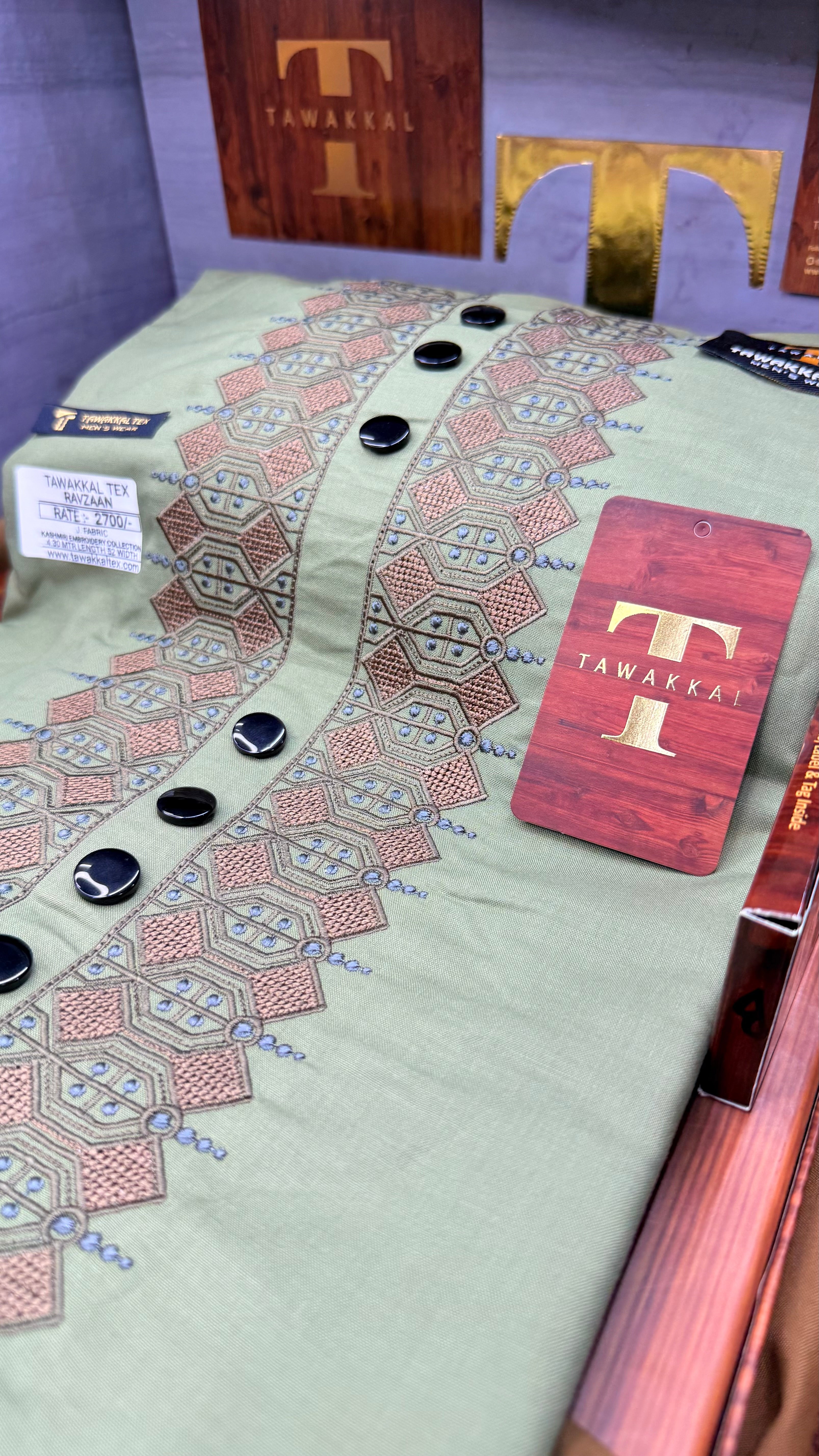 RAVZAAN OLIVE GROVE 106-07 MULTI COLOUR KASHMIRI EMBROIDERY UNSTICHED FULL KURTA SALWAR PATHANI (J. FABRIC IMPORTED) “Pics are clicked in HD cameras. Original color may vary from mobile to mobile depending on your handset. – Tawakkal Tex”