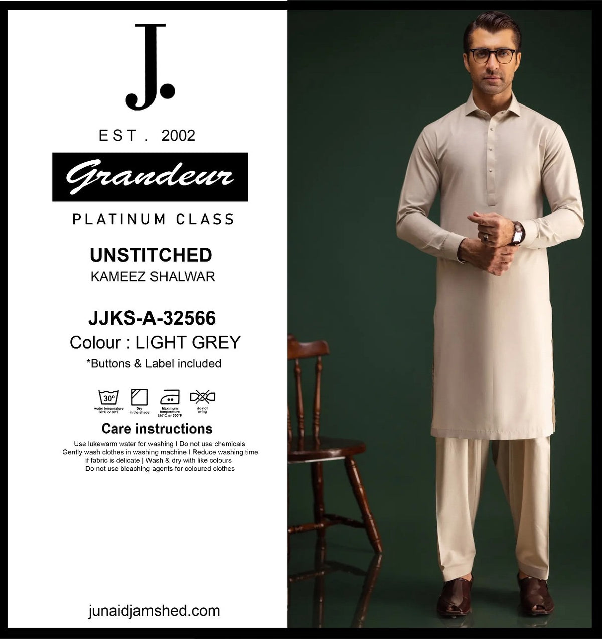 J. JJKS-A-32566 - LIGHT YELLOW GREY- (JUNAID JAMSHED)