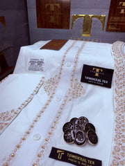 SHAH-E-JAMEEL BOSKI WHITE MULTANI ADVANCE TARKASHI HAND EMBROIDERY (TAWAKKAL TEX)