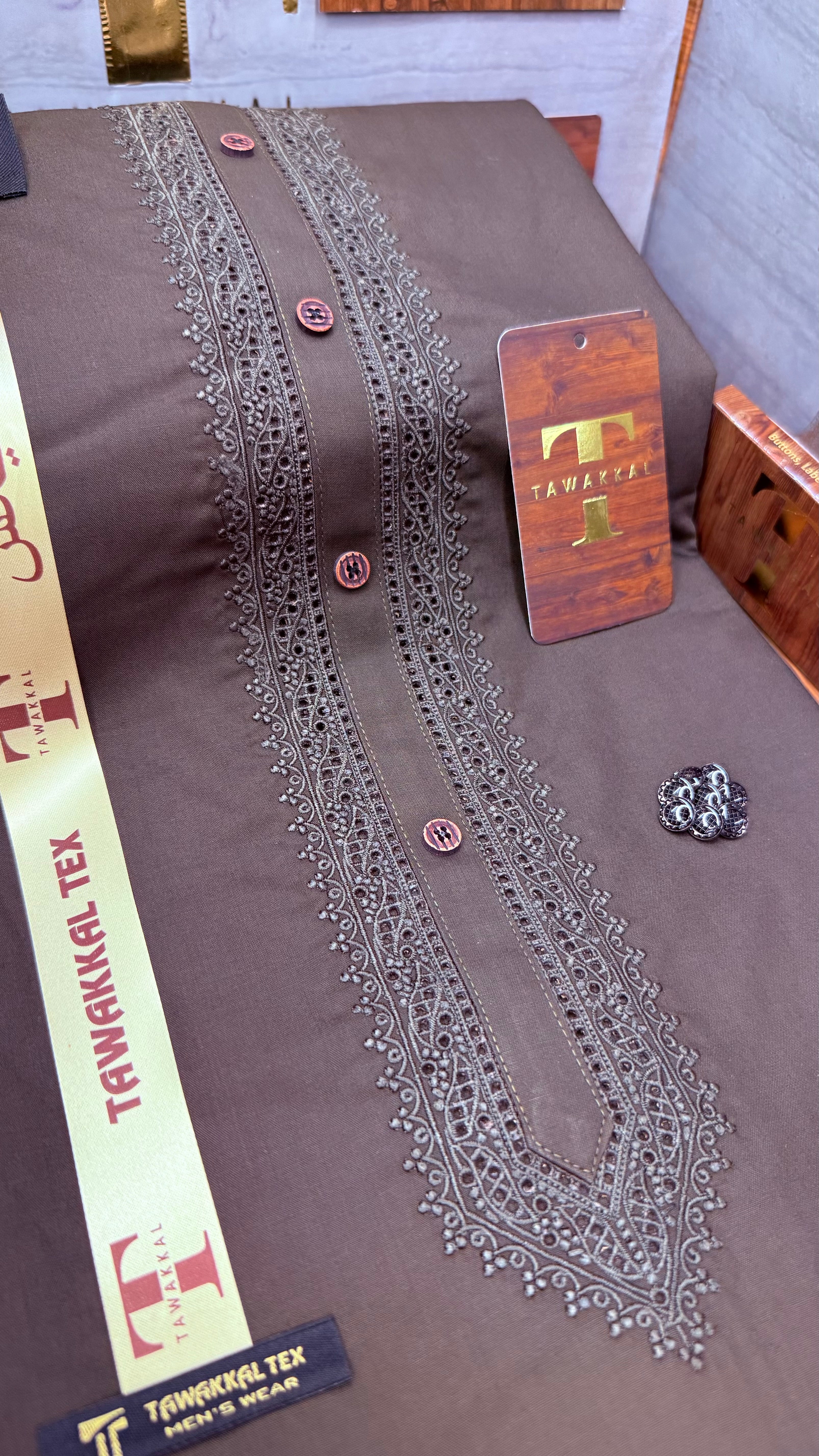 -92 OLIVE SULTAN KURTA SALAWAR (PREMIUM SULEMANI EMBROIDERY PATHANI)