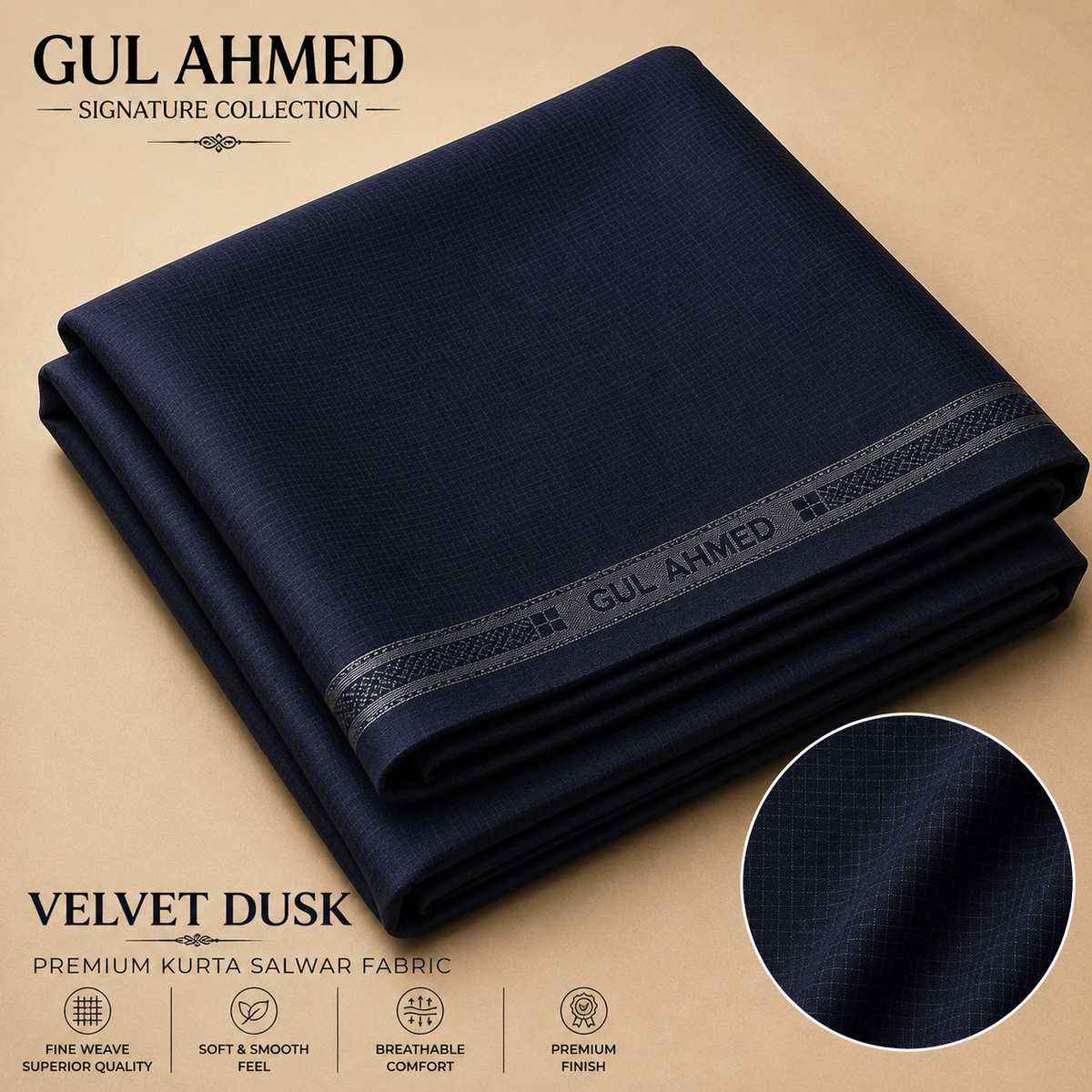 GUL AHMED Signature Collection Premium Kurta Salwar Fabric – 4.5 Mtr – Velvet Dusk