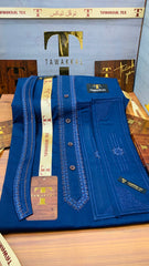 BLUE GERMAN COLOURS EMBROIDERED.          (AZIZI EMBROIDERED COLLECTION)