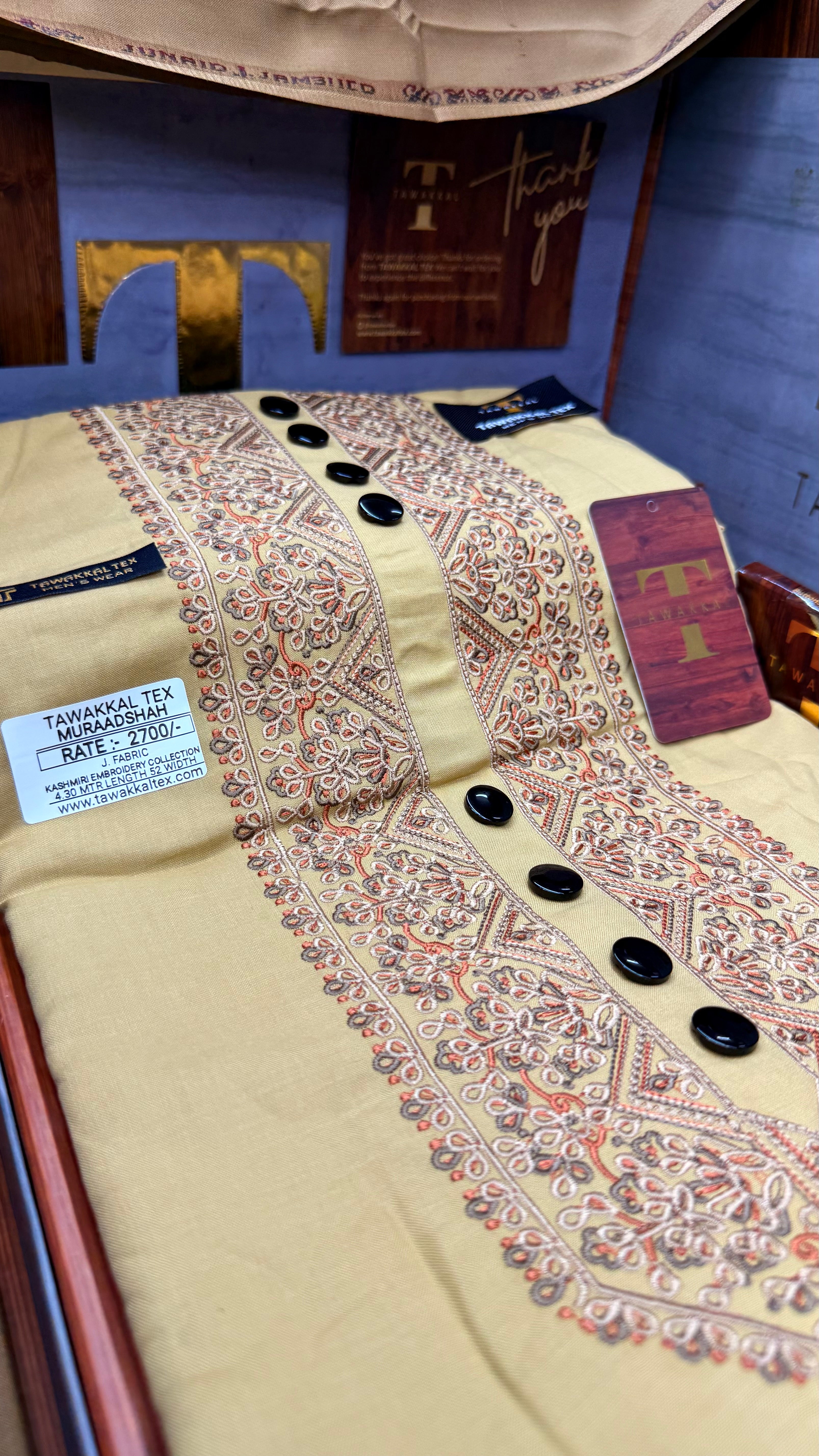 MURAADSHAH GOLDEN DUNE 104-05 MULTI COLOUR KASHMIRI EMBROIDERY UNSTICHED FULL KURTA SALWAR PATHANI (J. FABRIC IMPORTED) “Pics are clicked in HD cameras. Original color may vary from mobile to mobile depending on your handset. – Tawakkal Tex”