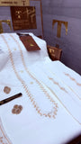 -GUL-E-ZAR BOSKI KING WHITE ADVANCE TARKASHI EMBROIDERY UNSTICHED KURTA SALWAR PATHANI (TAWAKKAL TEX)