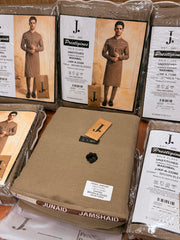 J.  JJKP-A-33280  -BROWN BLENDED - UNSTITCHED KAMEEZ SHALWAR MAKHMAL (JUNAID JAMSHED)