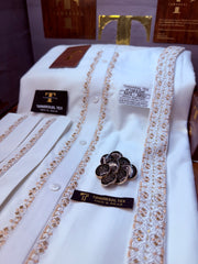 A AFTAB-E-ZAR BOSKI WHITE MULTANI ADVANCE TARKASHI HAND EMBROIDERY (TAWAKKAL TEX)