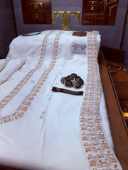 SULTAN-E-AAFREEN BOSKI WHITE MULTANI   ADVANCE TARKASHI HAND EMBROIDERY (TAWAKKAL TEX)